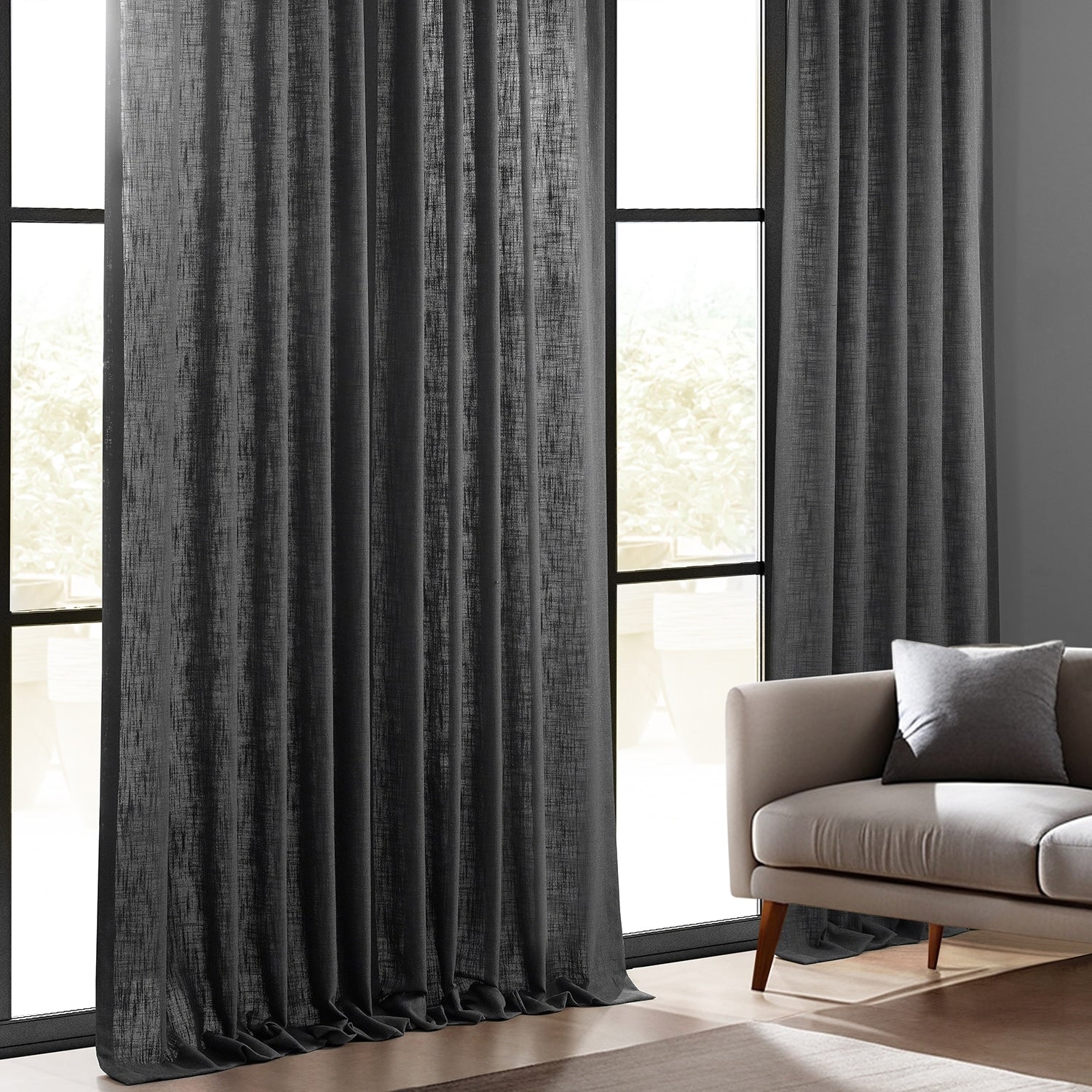 Exclusive Fabrics Heavy Faux Linen Light Filtering Curtains For Bedroom, Living Room (1 Panel)