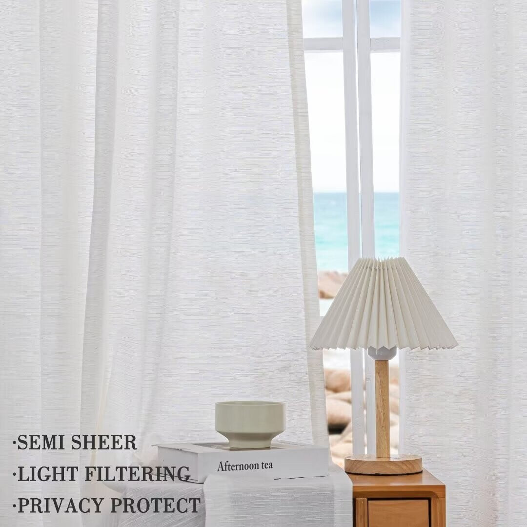 Cotton Blend Light Filtering Textured Back Tab/Rod Pocket Curtain Pair (Set of 2)