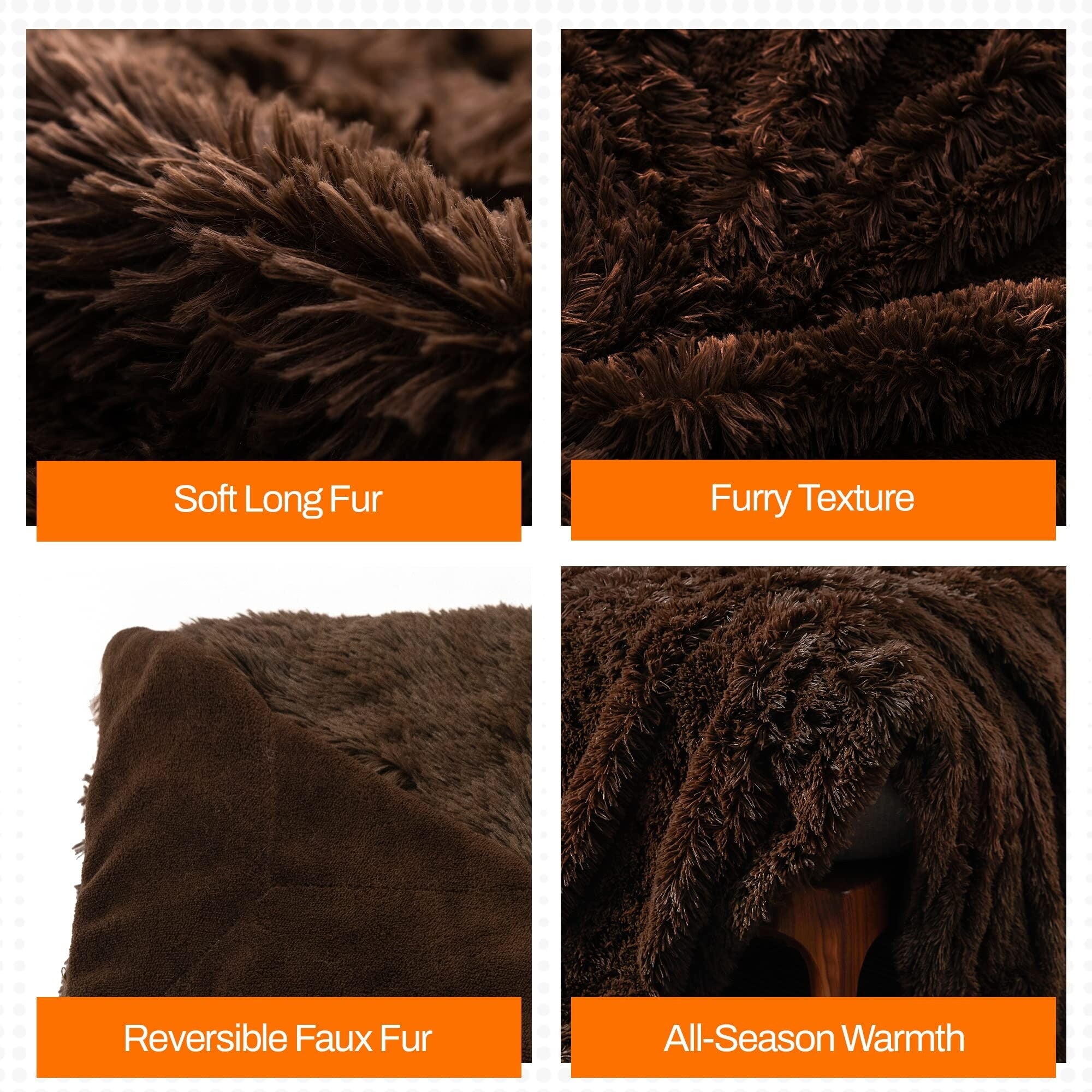 Cheer Collection Reversible Faux Fur Accent Throw Blanket