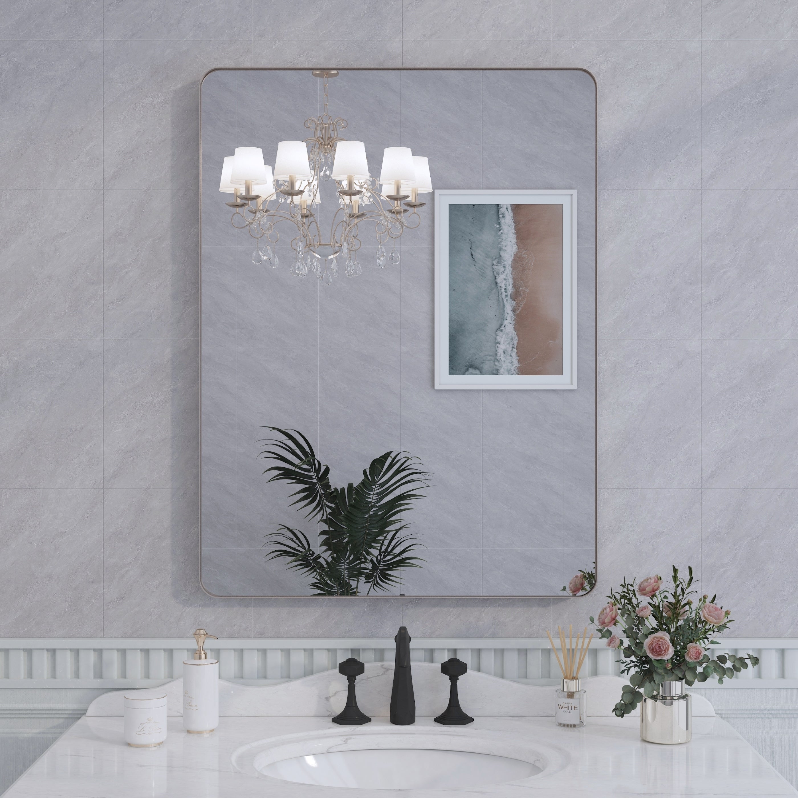 Framed Wall Mounted Bathroom Vanity Mirror