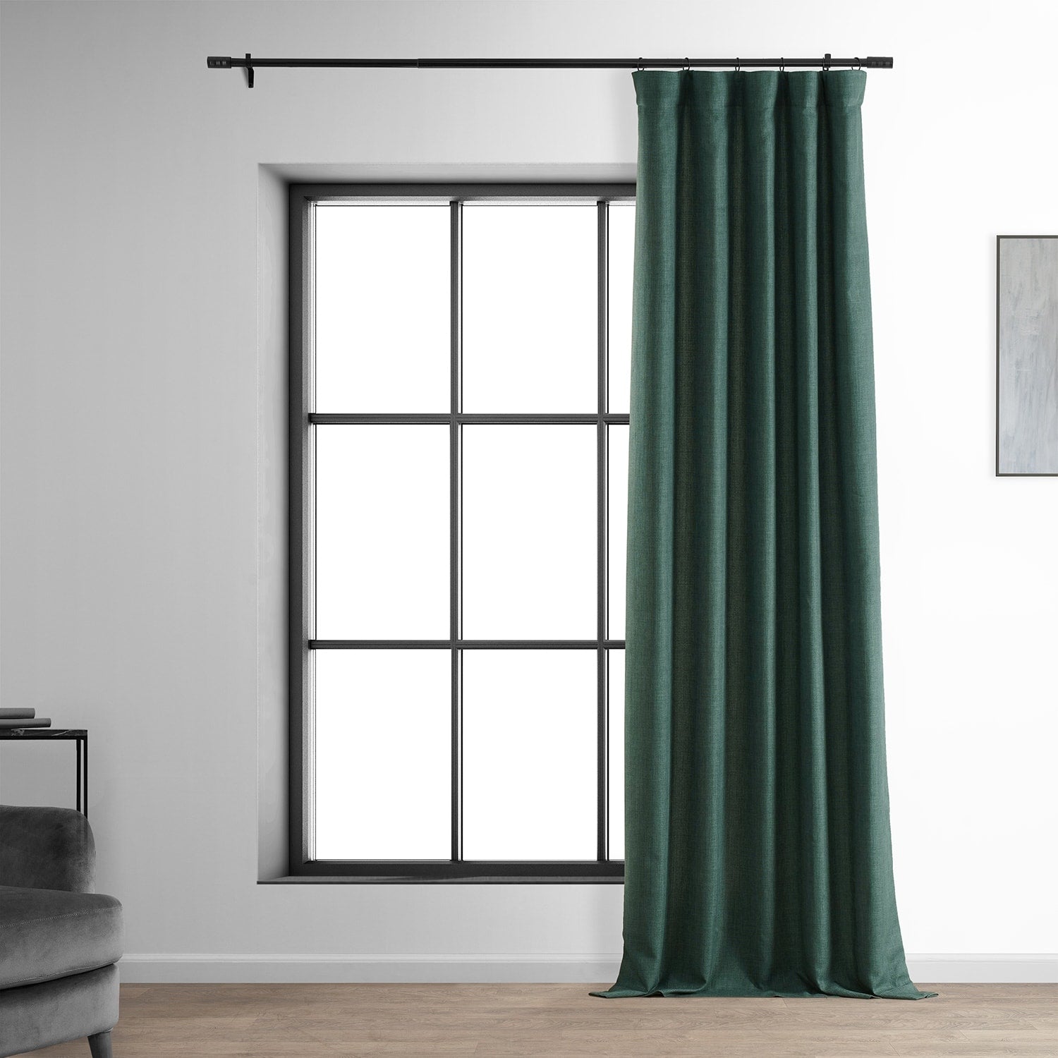 Exclusive Fabrics Italian Faux Linen Room Darkening Curtains for Bedroom & Living Room Curtains - Single Panel Window Curtains