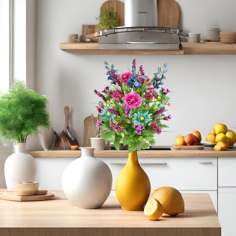 Artificial Silk Dahlia, Morning Glory, and Ranunculus 30-stem Bush