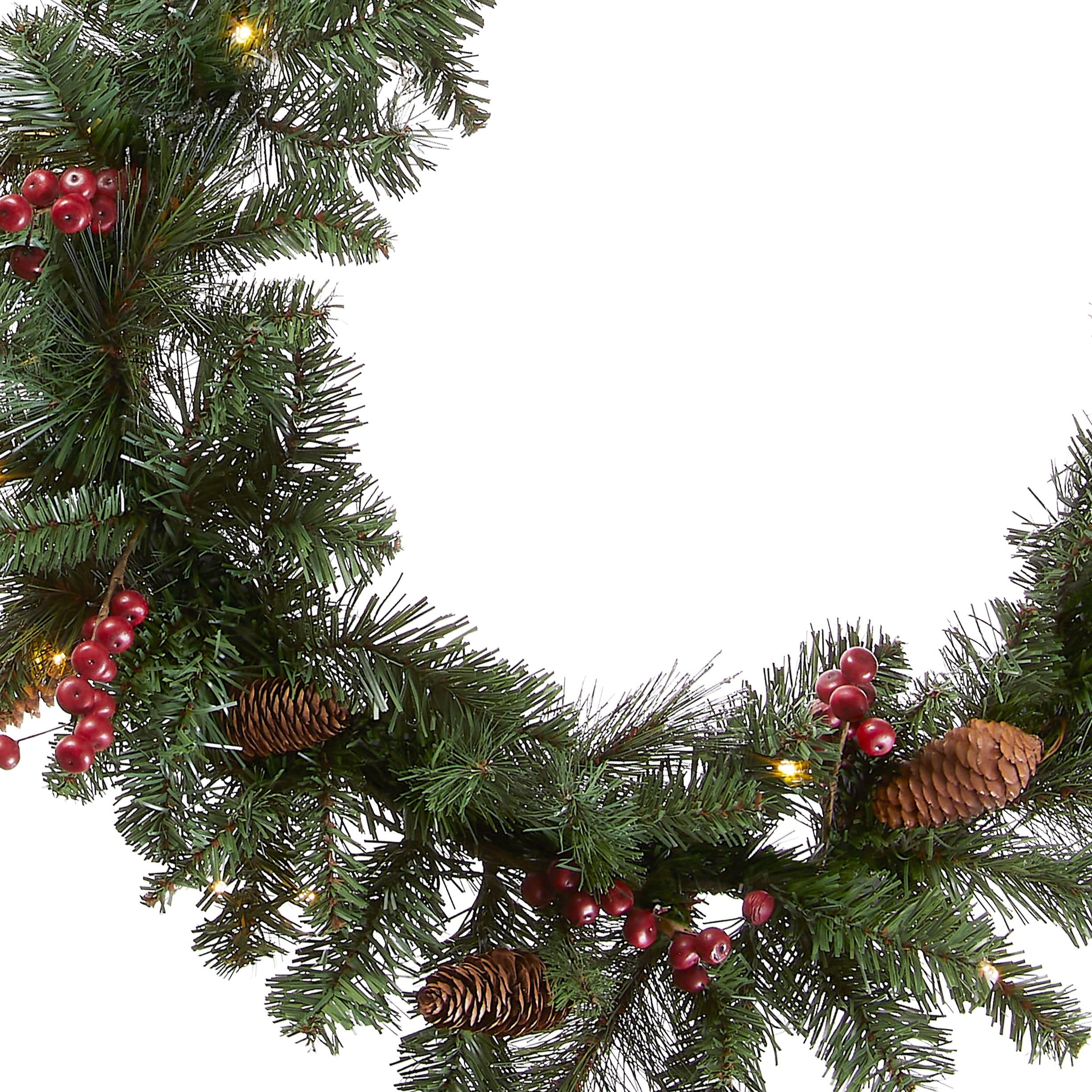 National Tree Pre-lit Crestwood Spruce 9-foot Garland with Cones - Green