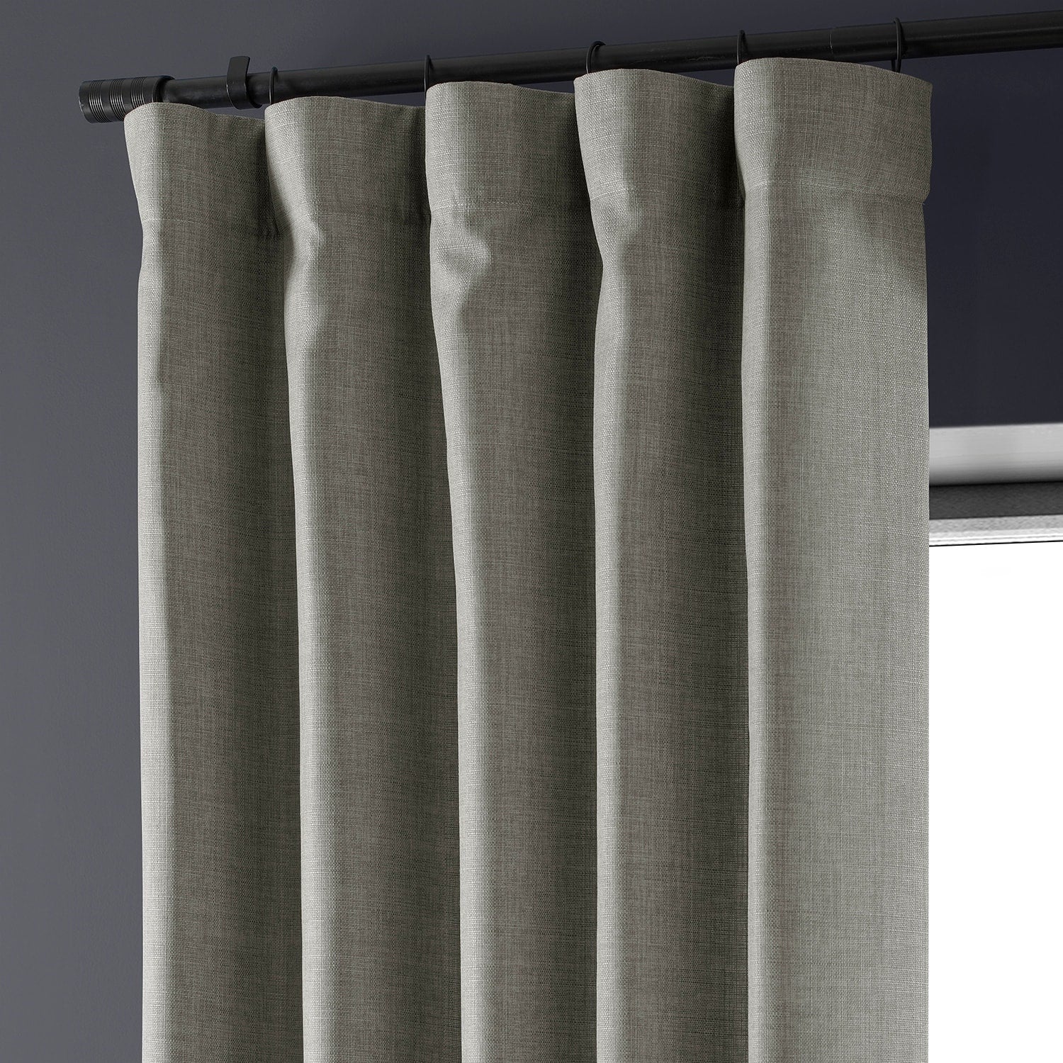 Exclusive Fabrics Italian Faux Linen Room Darkening Curtains for Bedroom & Living Room Curtains - Single Panel Window Curtains