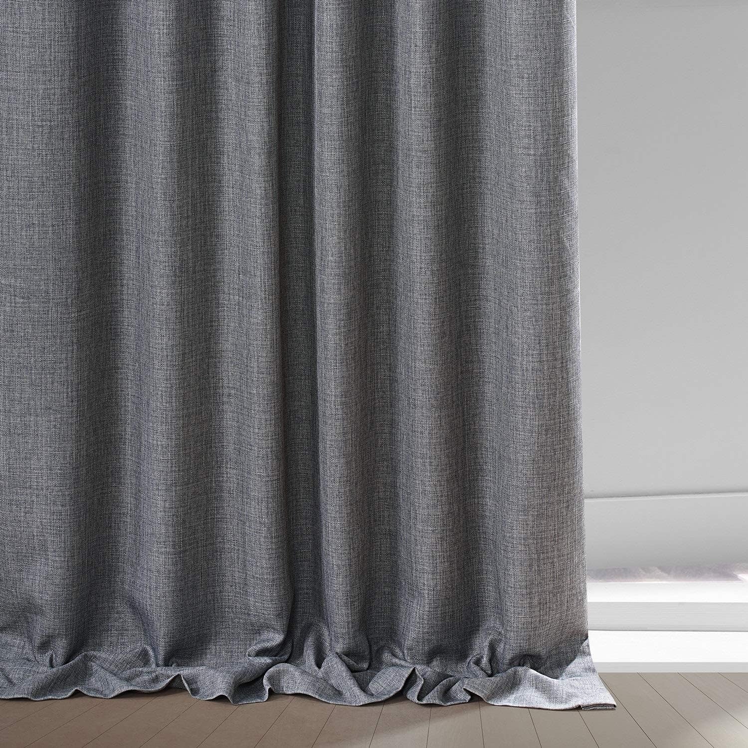 Exclusive Fabrics Faux Linen 100% Blackout Curtains Heat and Light Blocking - (1 Panel)