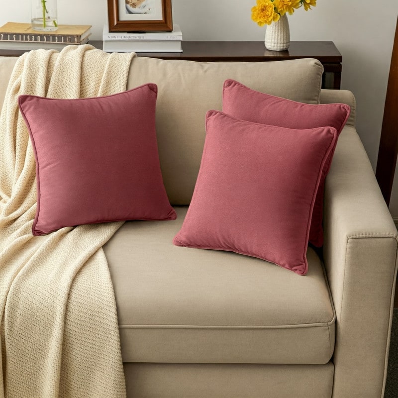 A1HC Set of 2 Luxurious Fine Soft Velvet Throw Pillow Covers Only, For Sofas, Beds, Vibrant Colors and Hidden Zipper