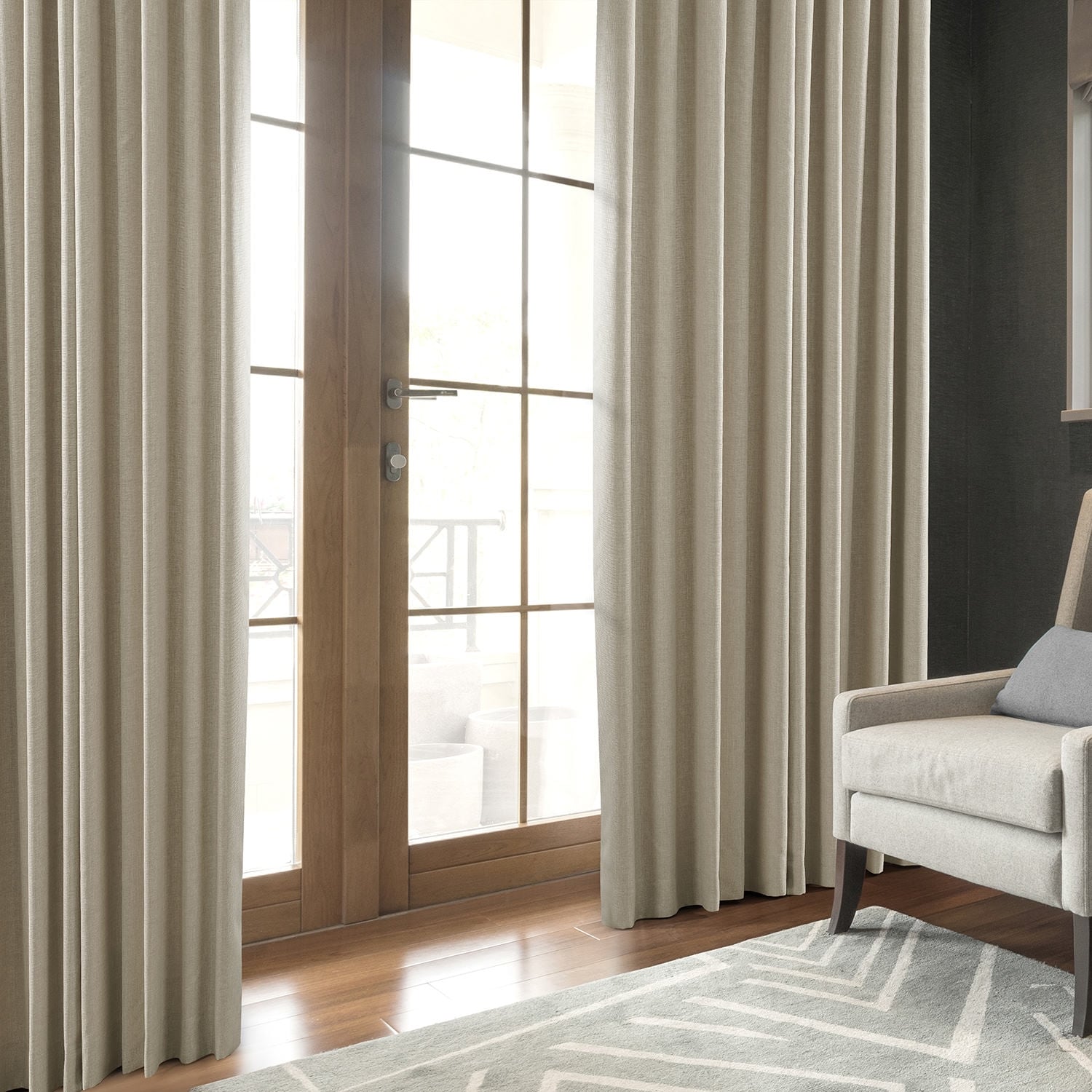 Exclusive Fabrics Italian Faux Linen Room Darkening Curtains for Bedroom & Living Room Curtains - Single Panel Window Curtains