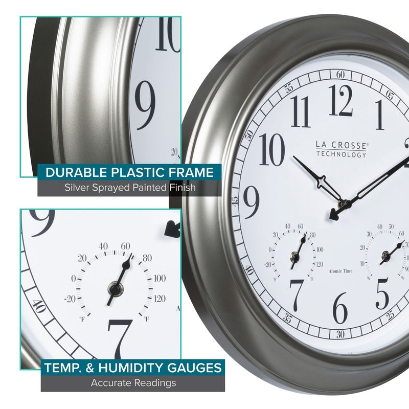 La Crosse 404-00237-INT 18 Atomic Outdoor Temp & Humidity Wall Clock