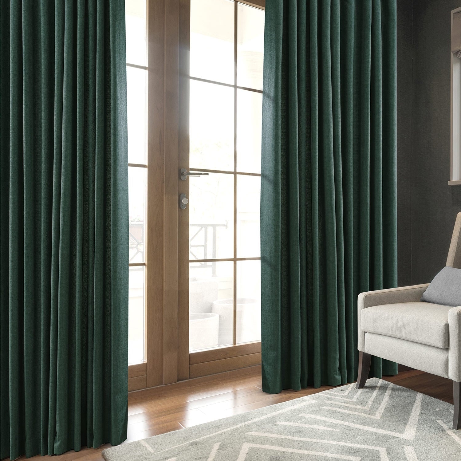 Exclusive Fabrics Italian Faux Linen Room Darkening Curtains for Bedroom & Living Room Curtains - Single Panel Window Curtains