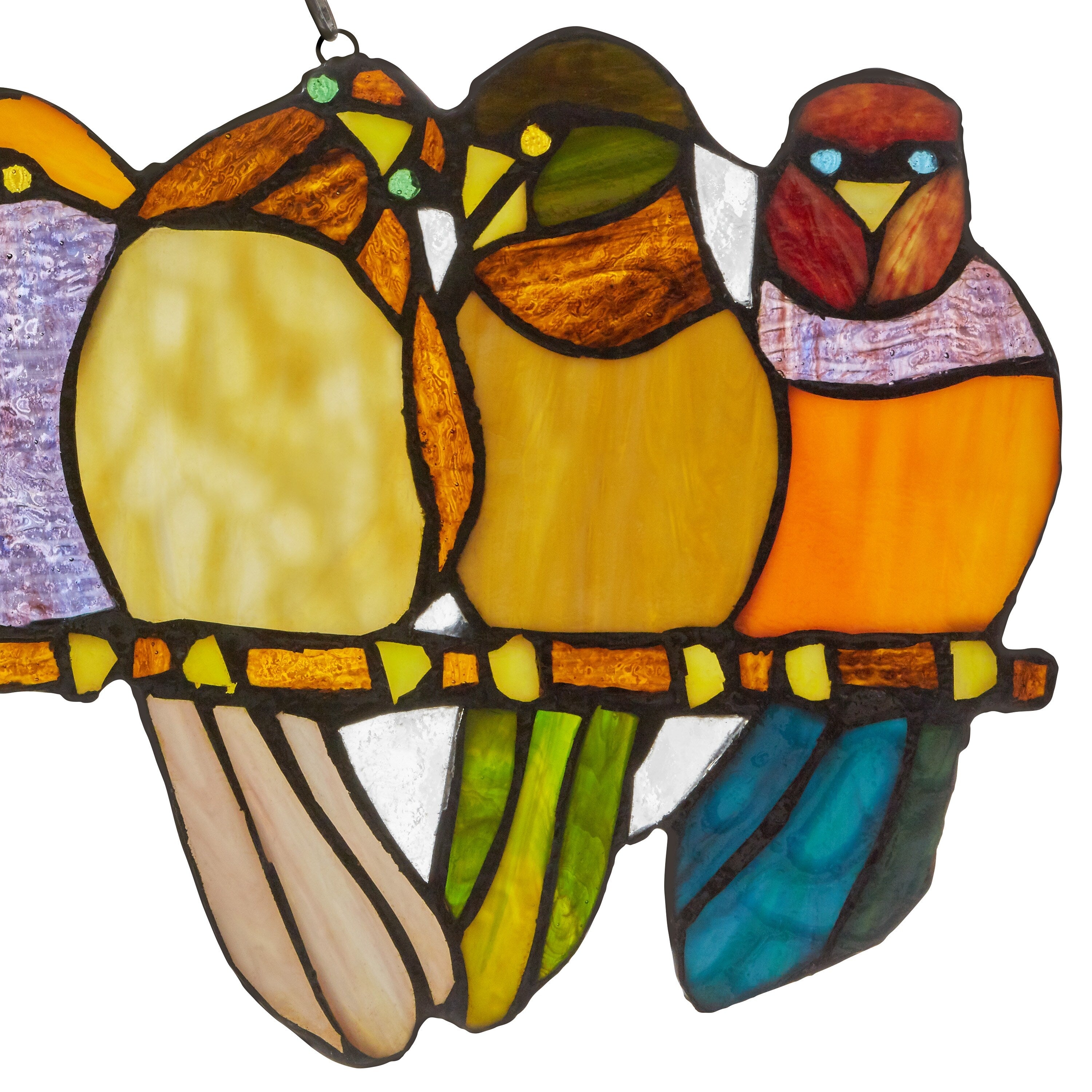 River of Goods Stained Glass 'Birds on Wire' 9.25-in. Window Panel - 24.25L x 0.25W x 9.5H