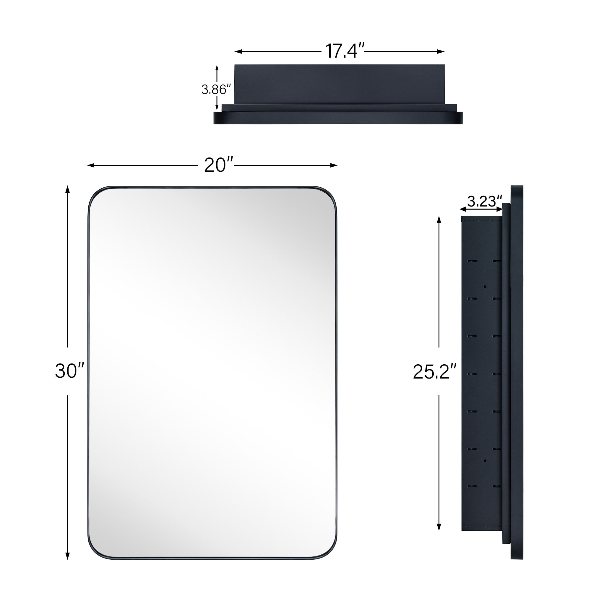 TEHOME WH Recessed Framed Medicine Cabinet with Mirror and Adjustable Shelves