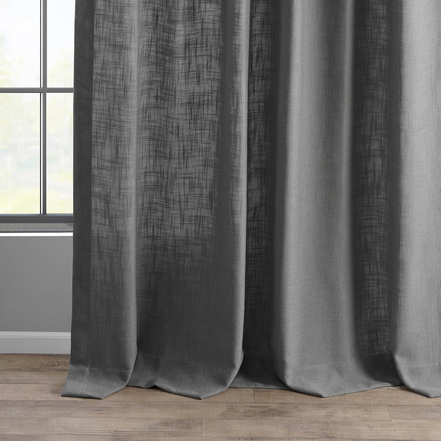 Exclusive Fabrics Heavy Faux Linen Light Filtering Curtains For Bedroom, Living Room (1 Panel)