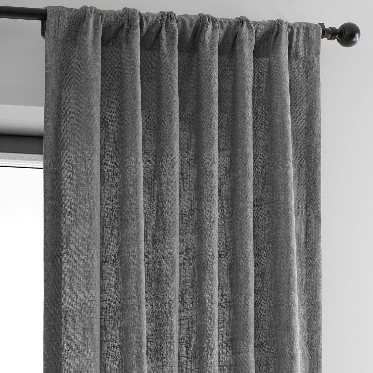 Exclusive Fabrics Heavy Faux Linen Light Filtering Curtains For Bedroom, Living Room (1 Panel)