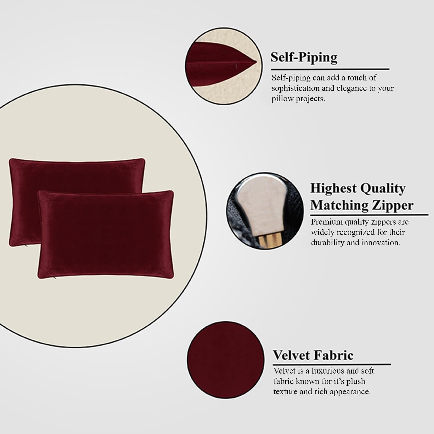 A1HC Set of 2 Luxurious Fine Soft Velvet Throw Pillow Covers Only, For Sofas, Beds, Vibrant Colors and Hidden Zipper