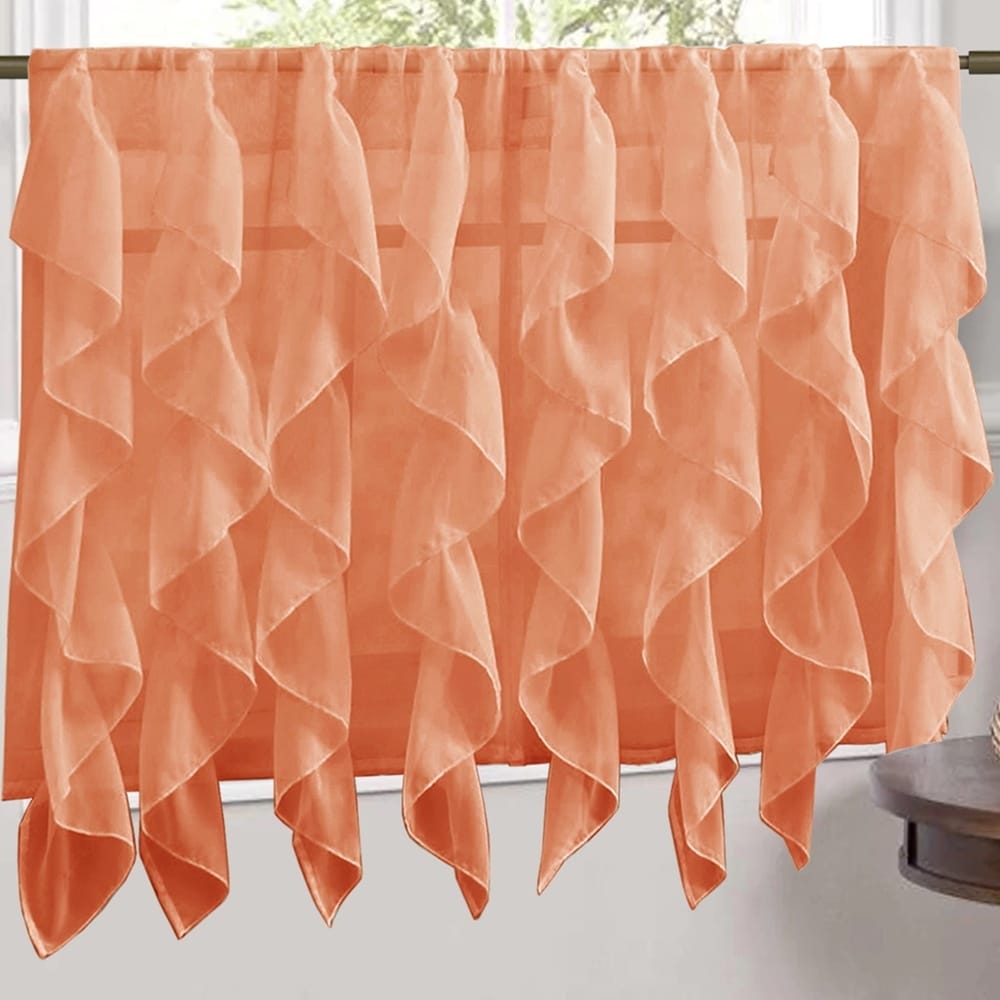 Sweet Home Collection Spice Vertical Ruffled Waterfall Valance and Curtain Tiers