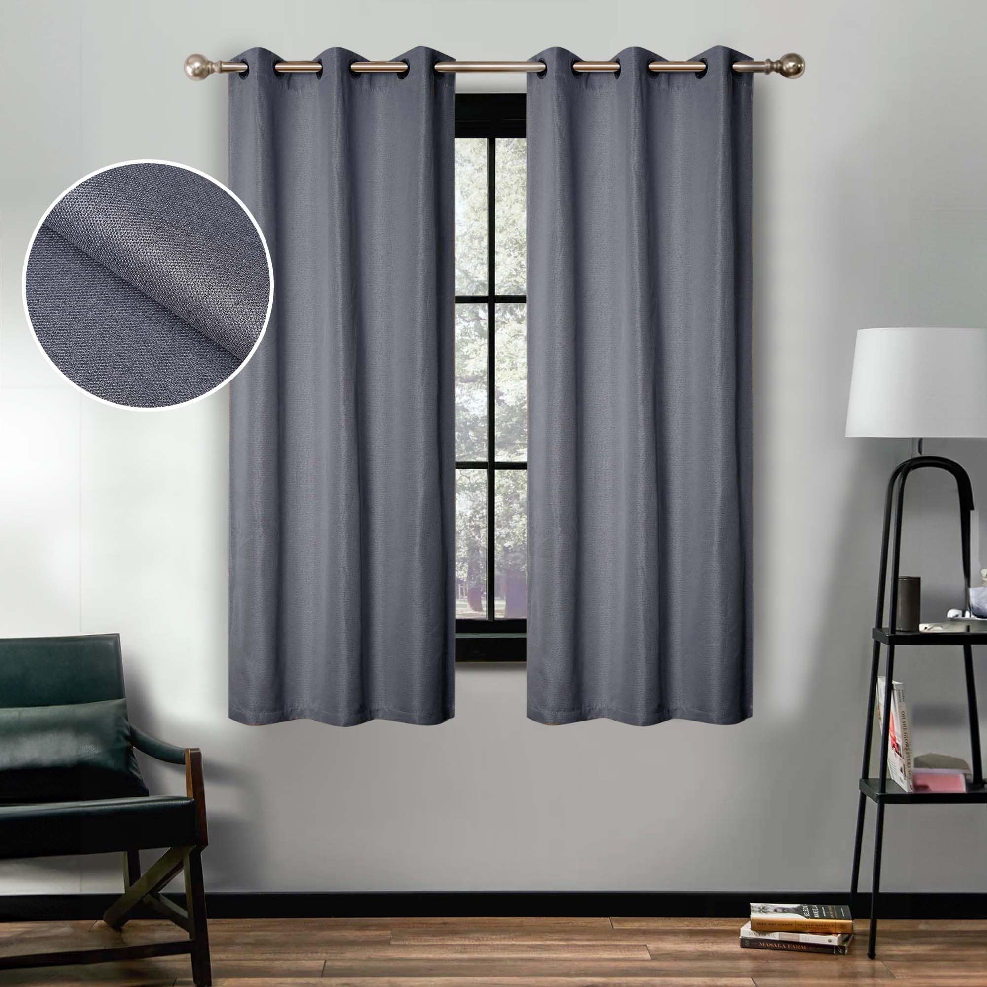 Superior Classic Linen Pattern Room Darkening Blackout Curtains, Rod Pocket or Grommets, Set of 2