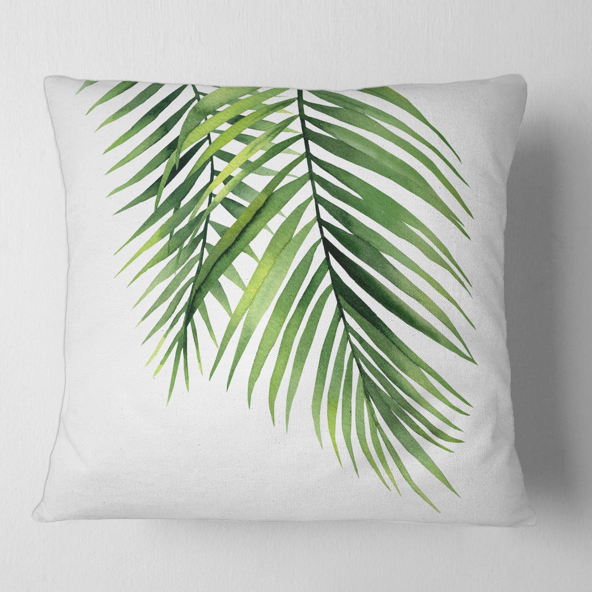 Designart 'Detail Tropical Palm Branches' Tropical Printed Throw Pillow