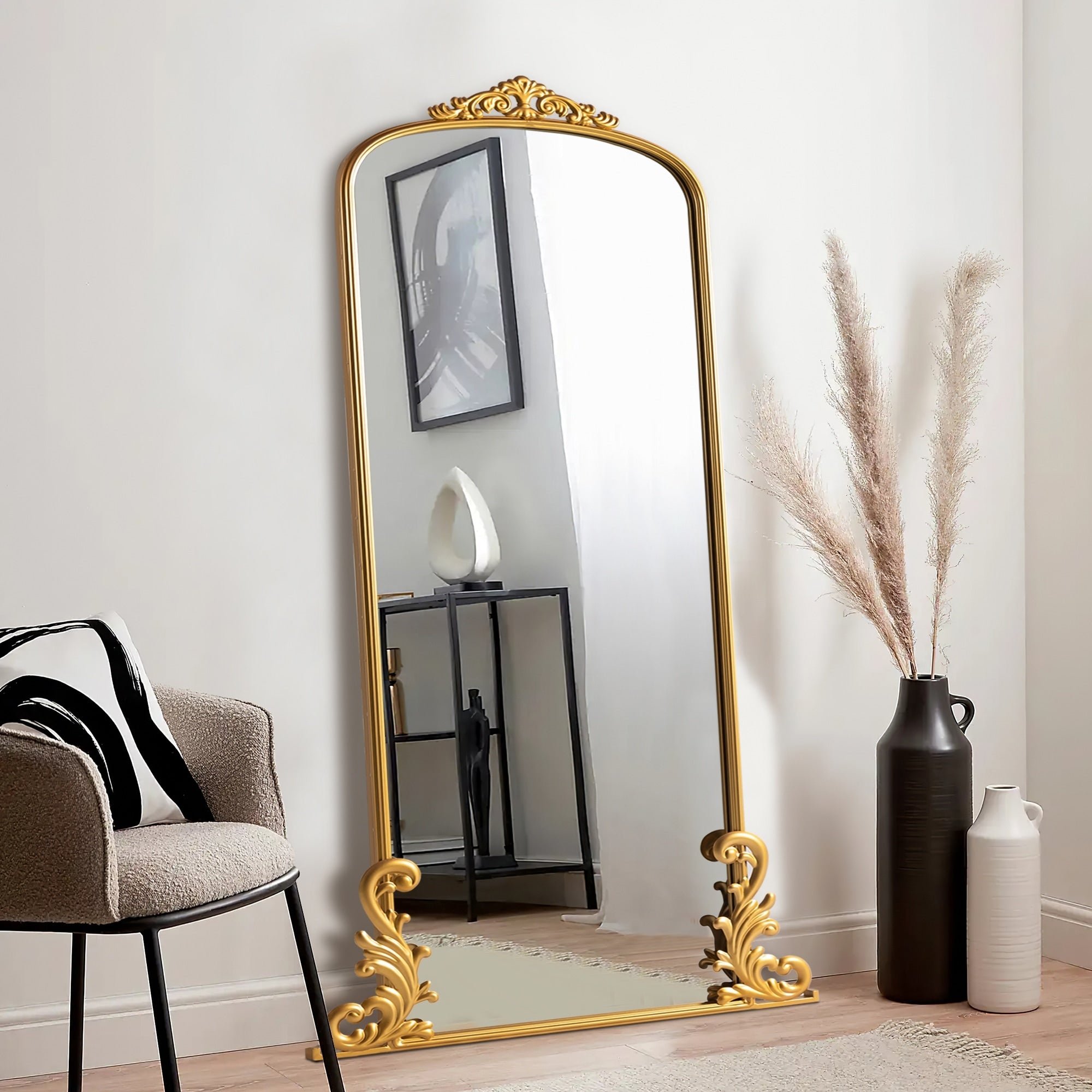 Vintage Arched Floor Mirror - Full Length Vanity Mirror