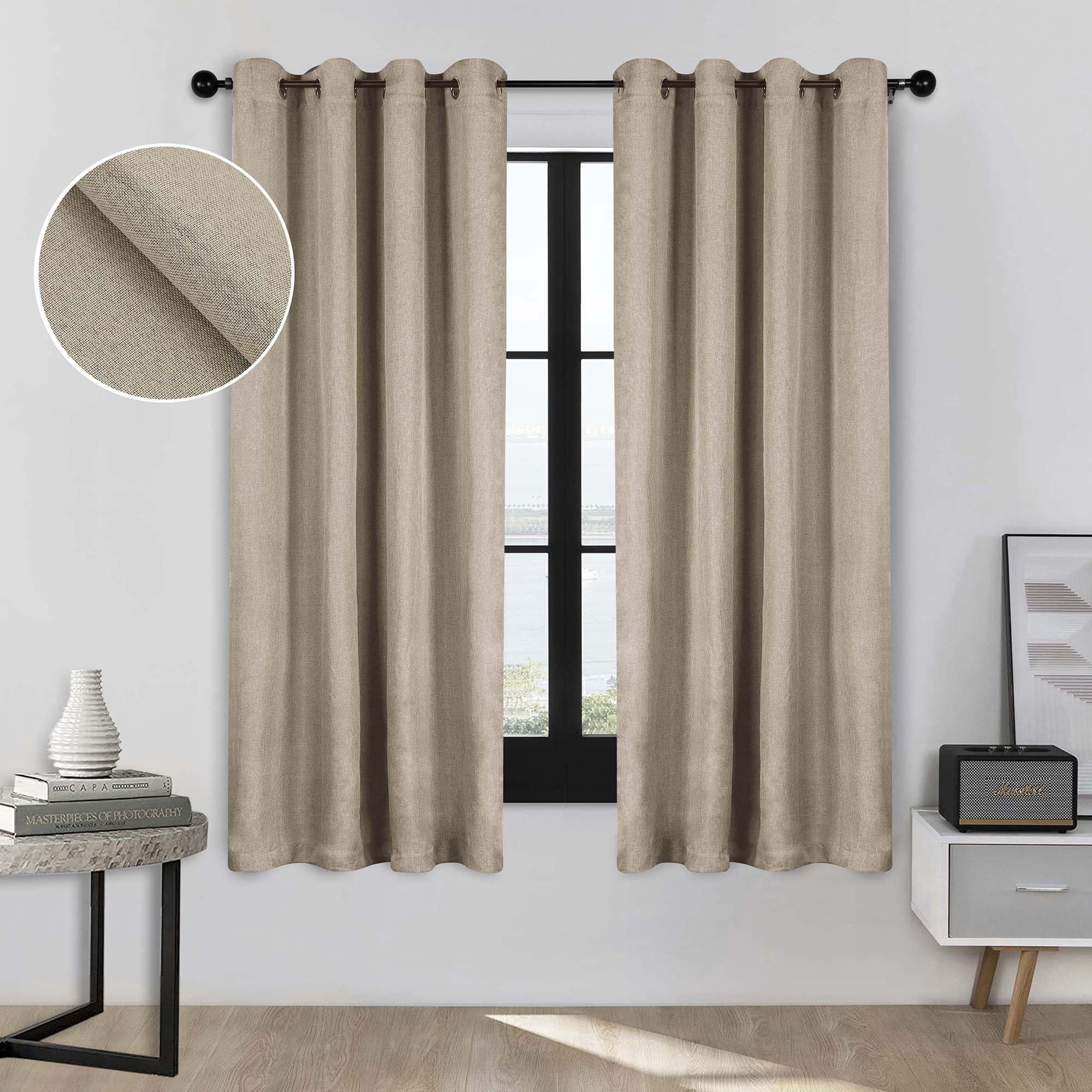 Superior Classic Linen Pattern Room Darkening Blackout Curtains, Rod Pocket or Grommets, Set of 2