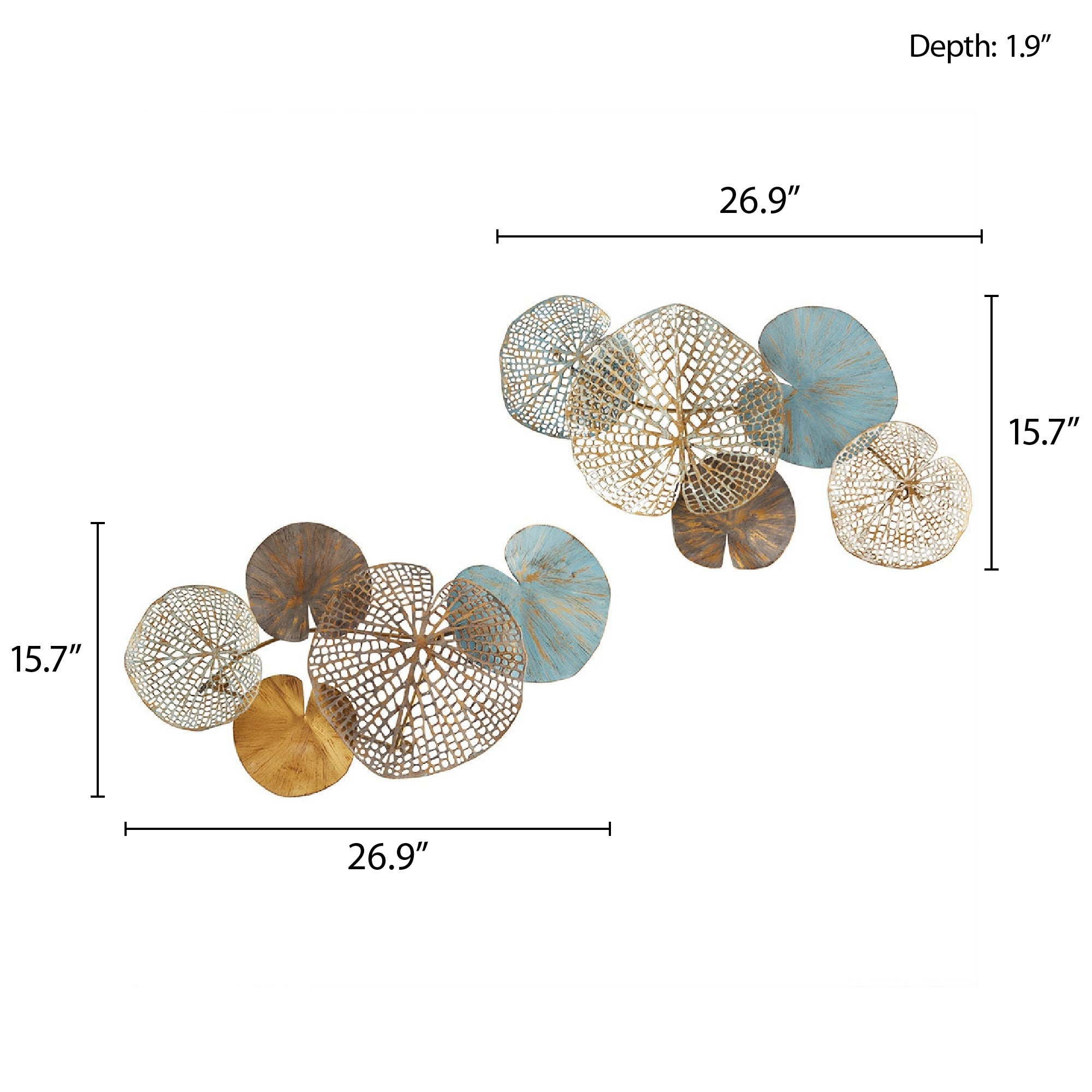 Madison Park Lenzie Multi-colored Lily Pad Leaves 2-piece Metal Wall Decor Set