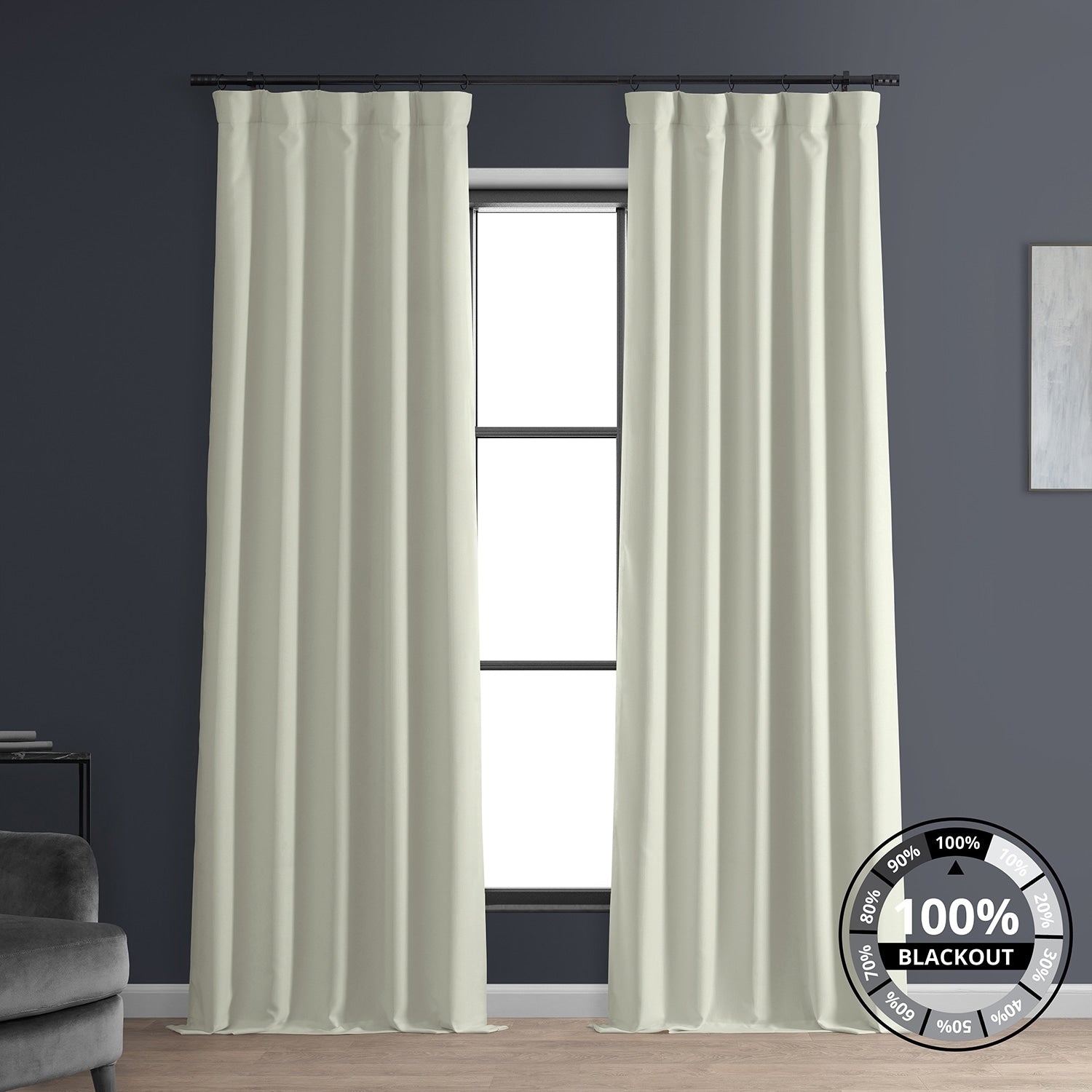 Exclusive Fabrics Faux Linen 100% Blackout Curtains Heat and Light Blocking - (1 Panel)