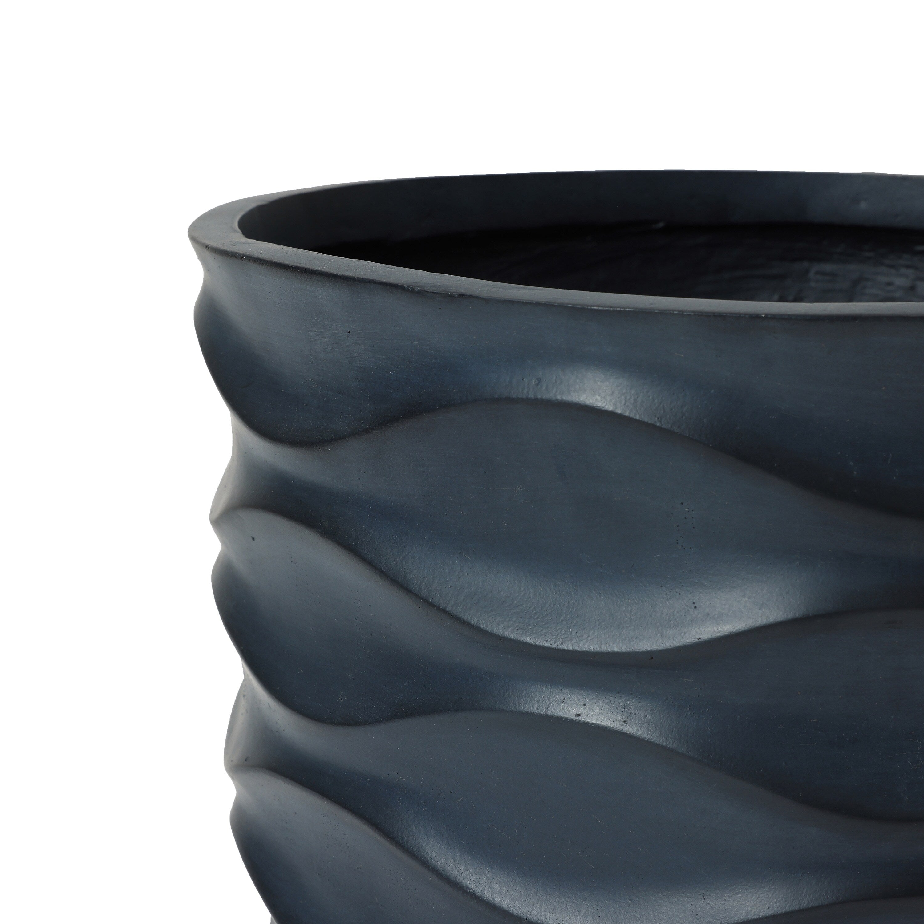 Round Black Waves Indoor/Outdoor MgO Planter