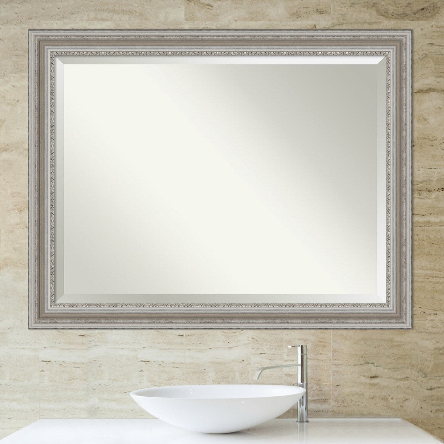 Beveled Bathroom Wall Mirror - Parlor Silver Frame