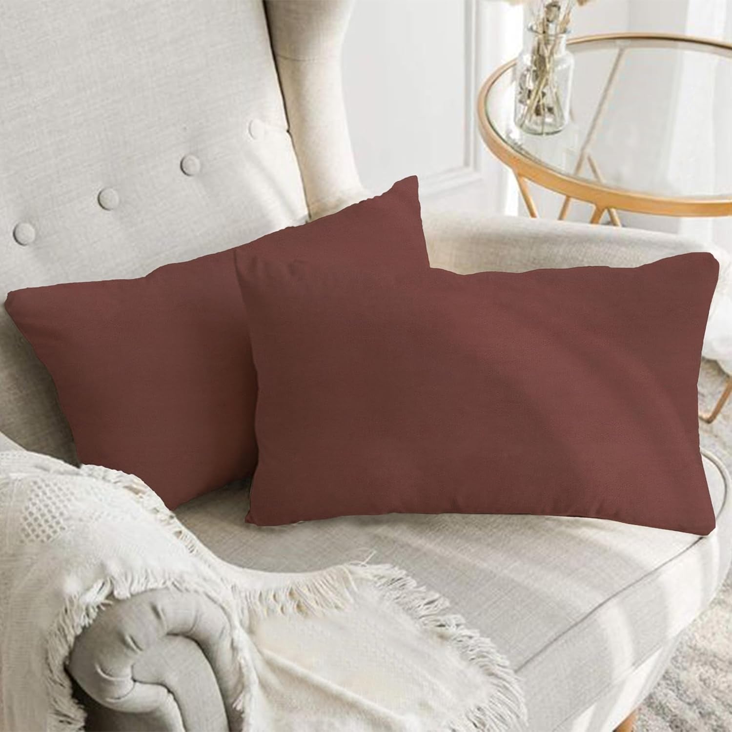 A1HC Set of 2 Luxurious Fine Soft Velvet Throw Pillow Covers Only, For Sofas, Beds, Vibrant Colors and Hidden Zipper