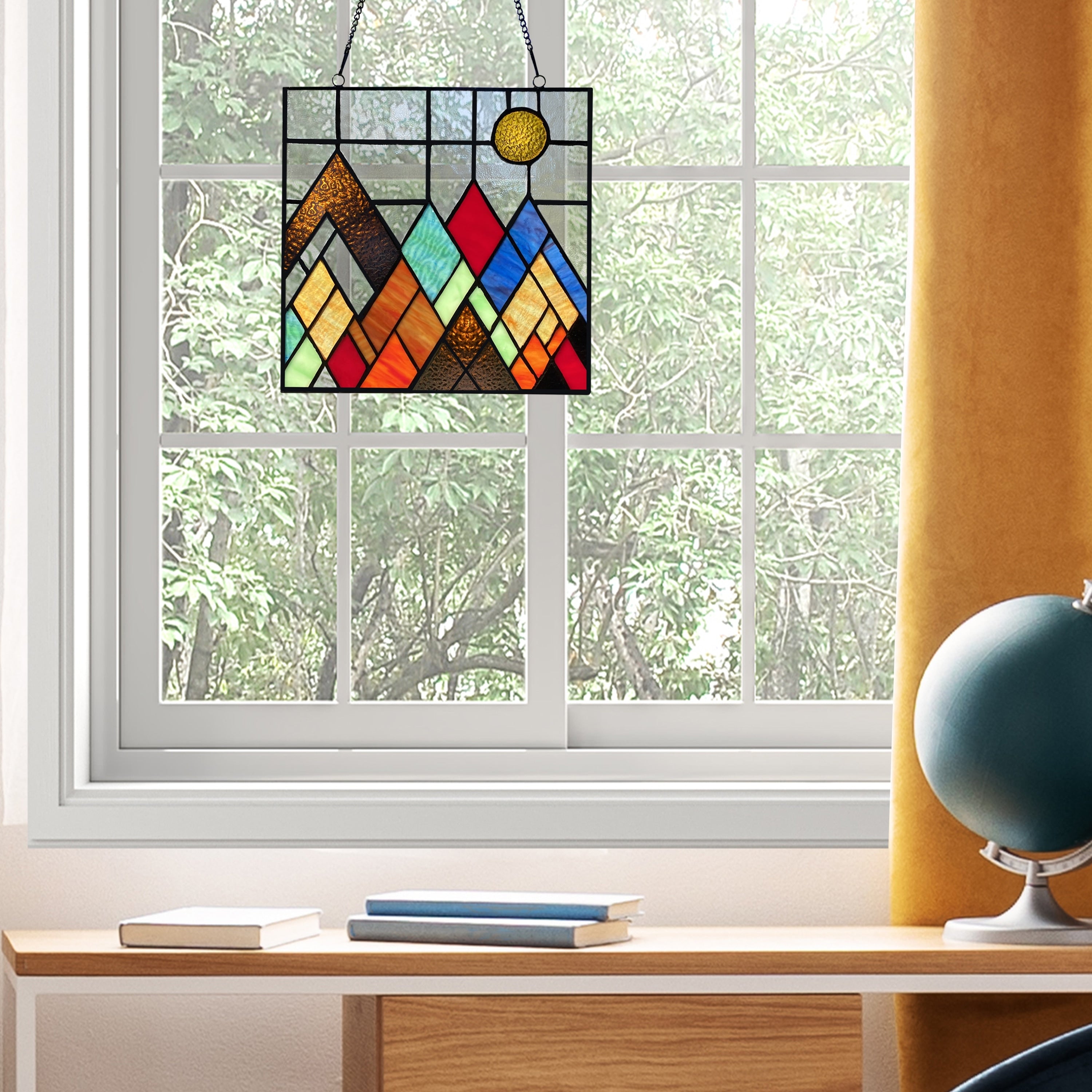 River of Goods River of Goods Beyond the Mountain Tops Stained Glass Window Panel - 10 x 0.25 x 10