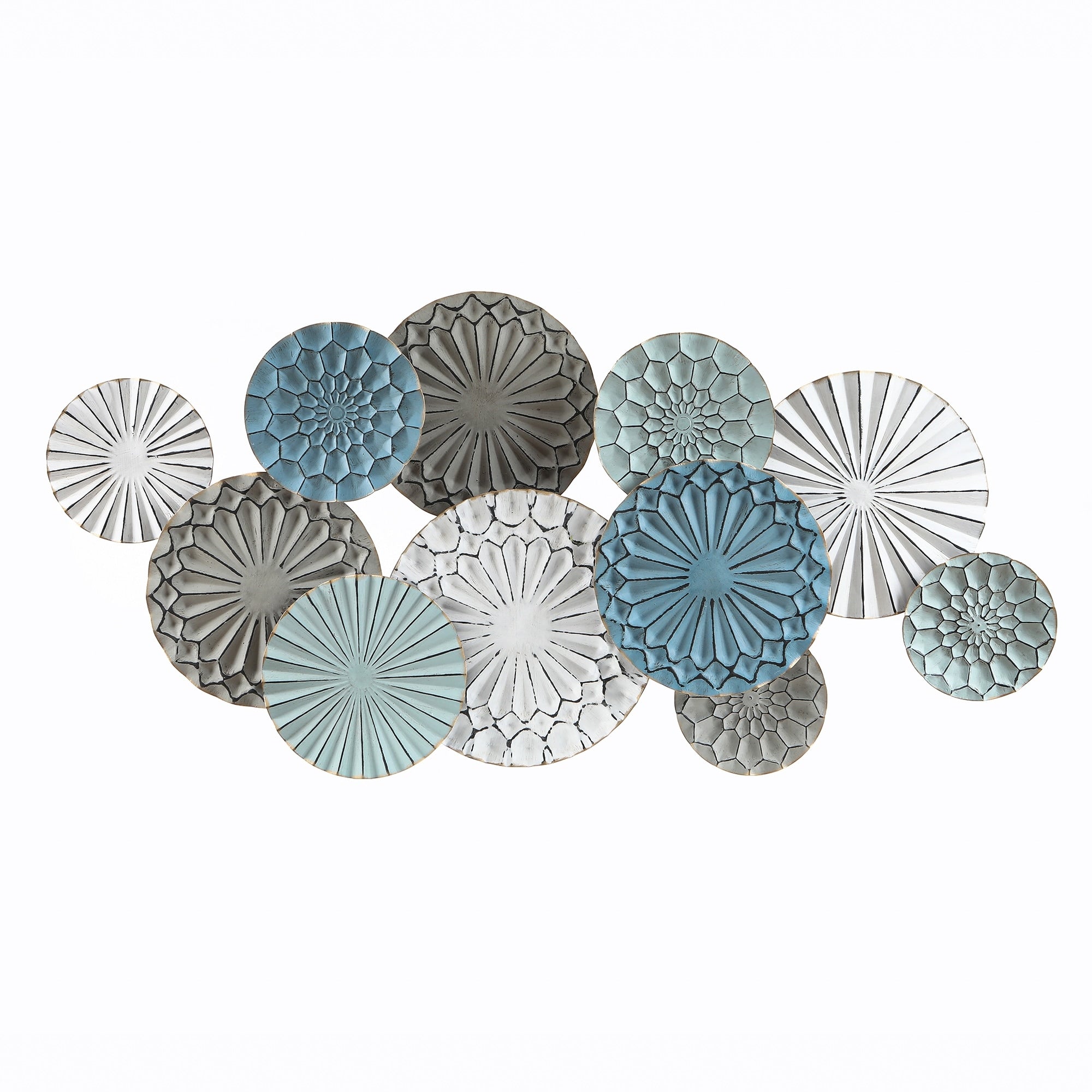 Multi-Color Metal Floral Layered Plates Wall Decor