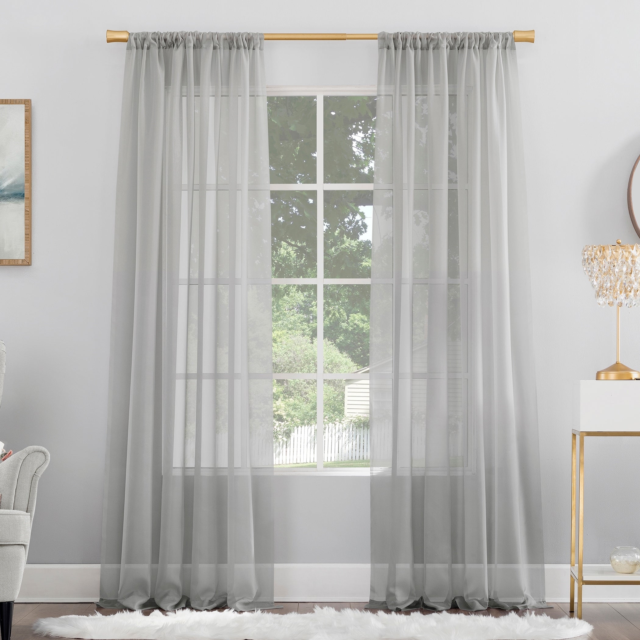 No. 918 Mallory Voile Sheer Rod Pocket Curtain Panel, Single Panel