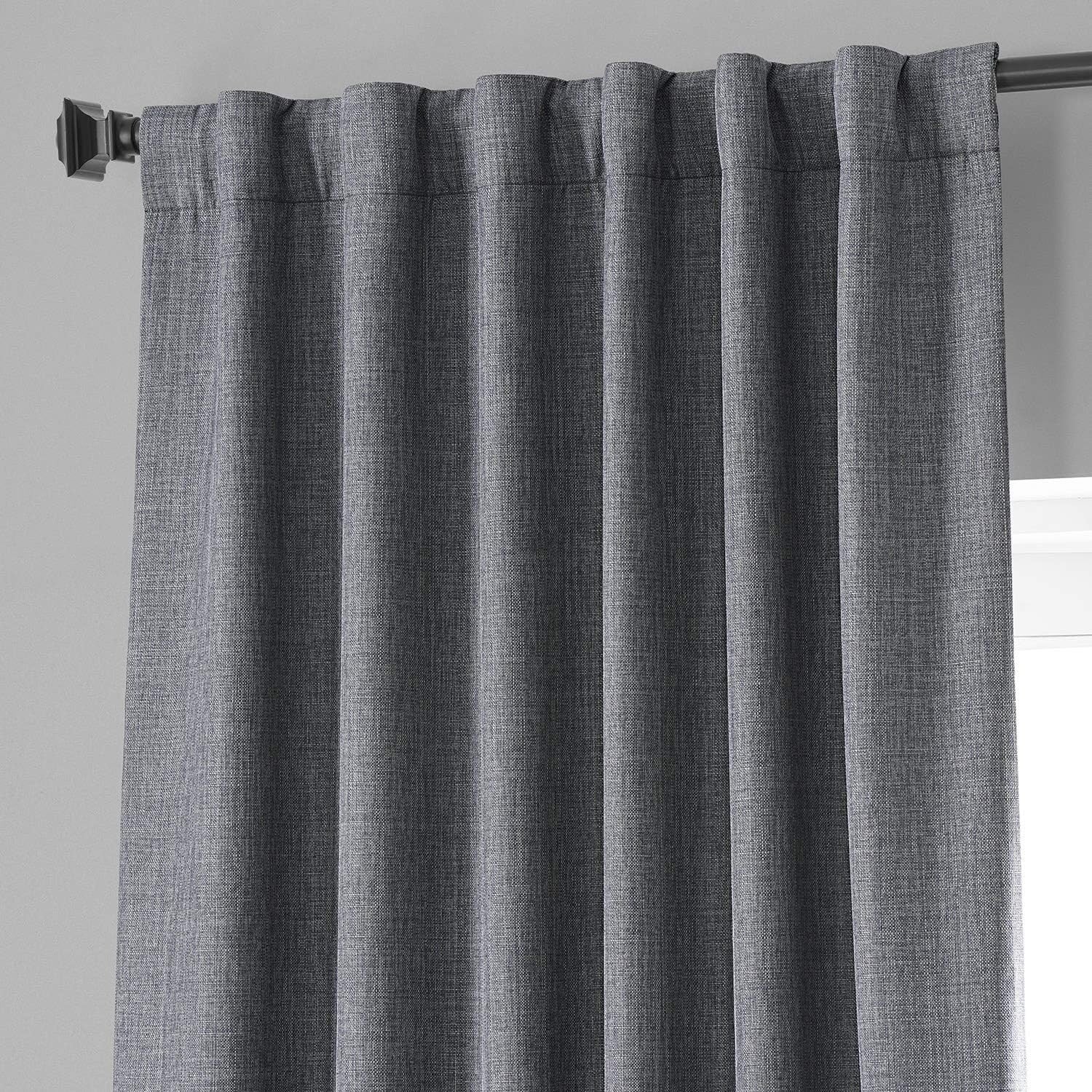 Exclusive Fabrics Faux Linen 100% Blackout Curtains Heat and Light Blocking - (1 Panel)