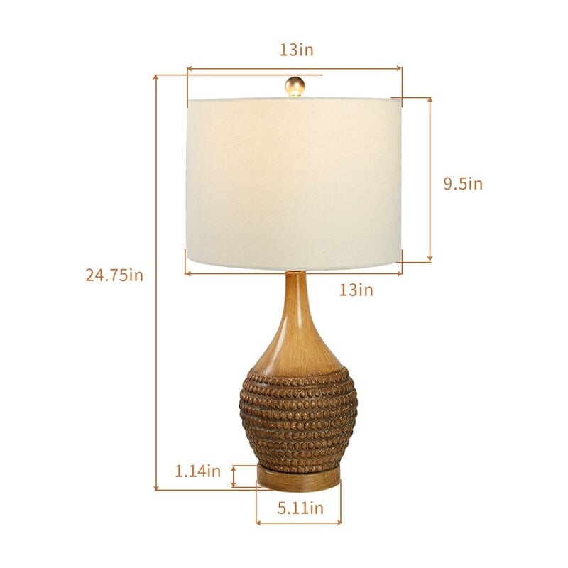 24.75 Brown Table Lamp Set with USB (Set of 2)