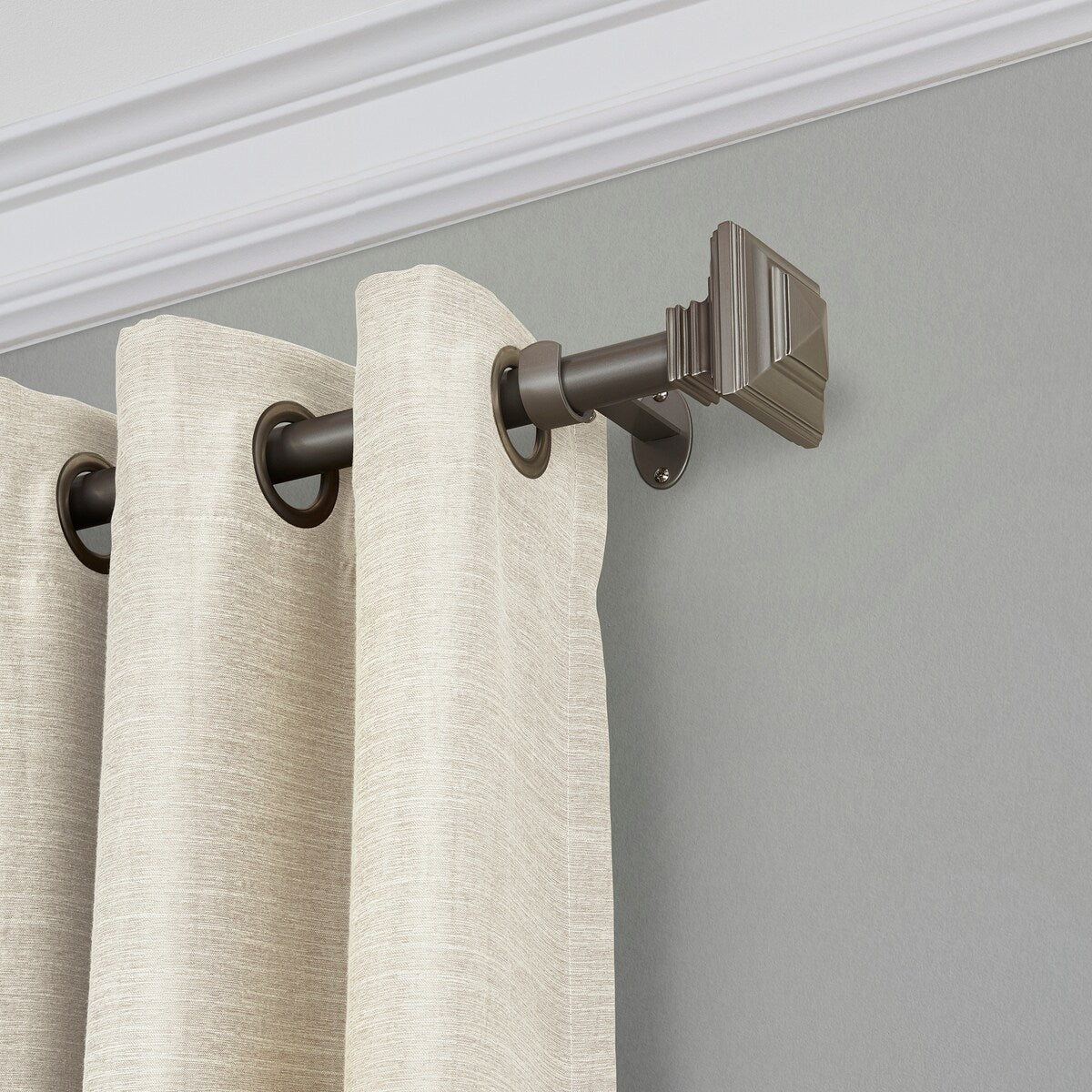 Elrene Florence Window Curtain Rod and Stacked Squares Shaped Finial