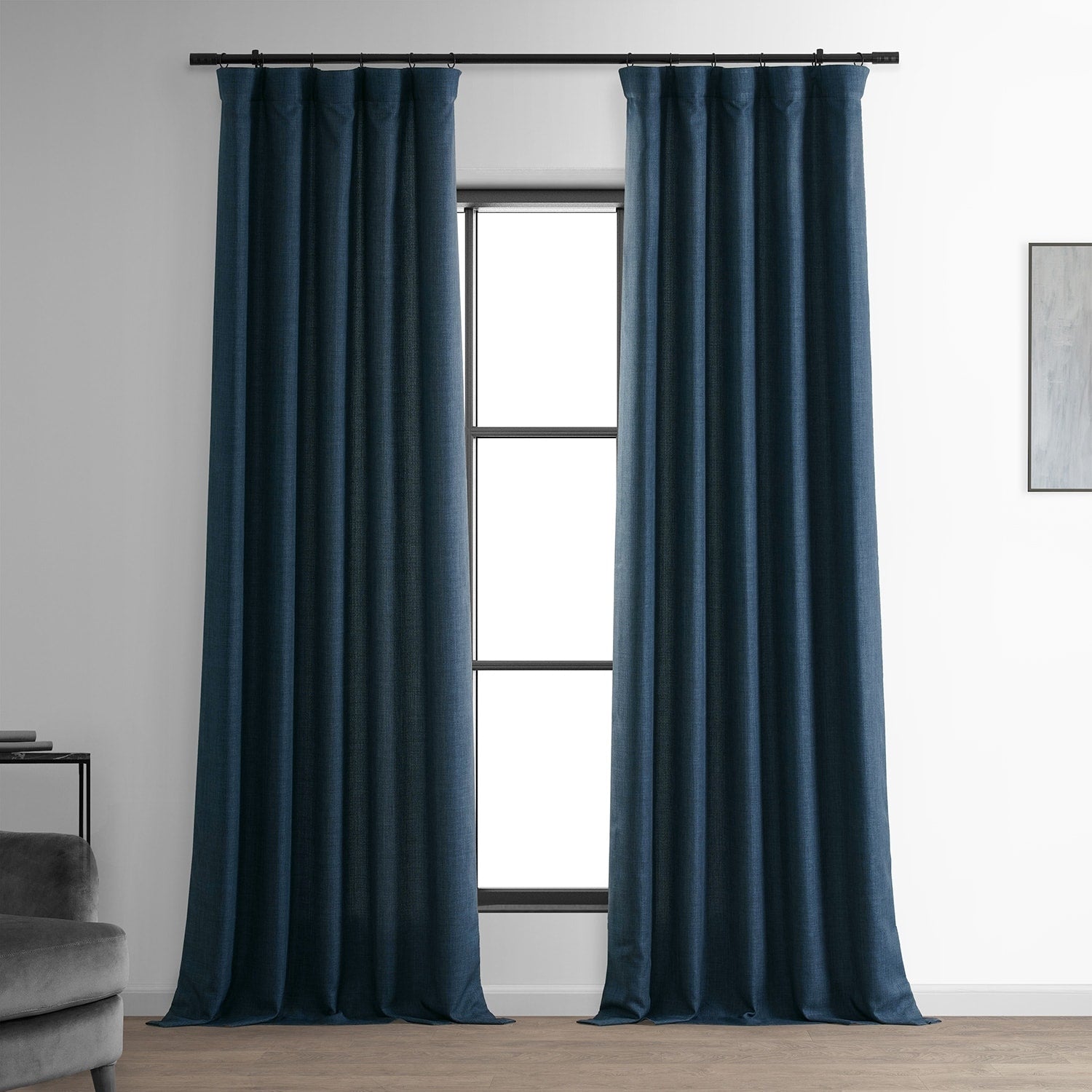 Exclusive Fabrics Italian Faux Linen Room Darkening Curtains for Bedroom & Living Room Curtains - Single Panel Window Curtains