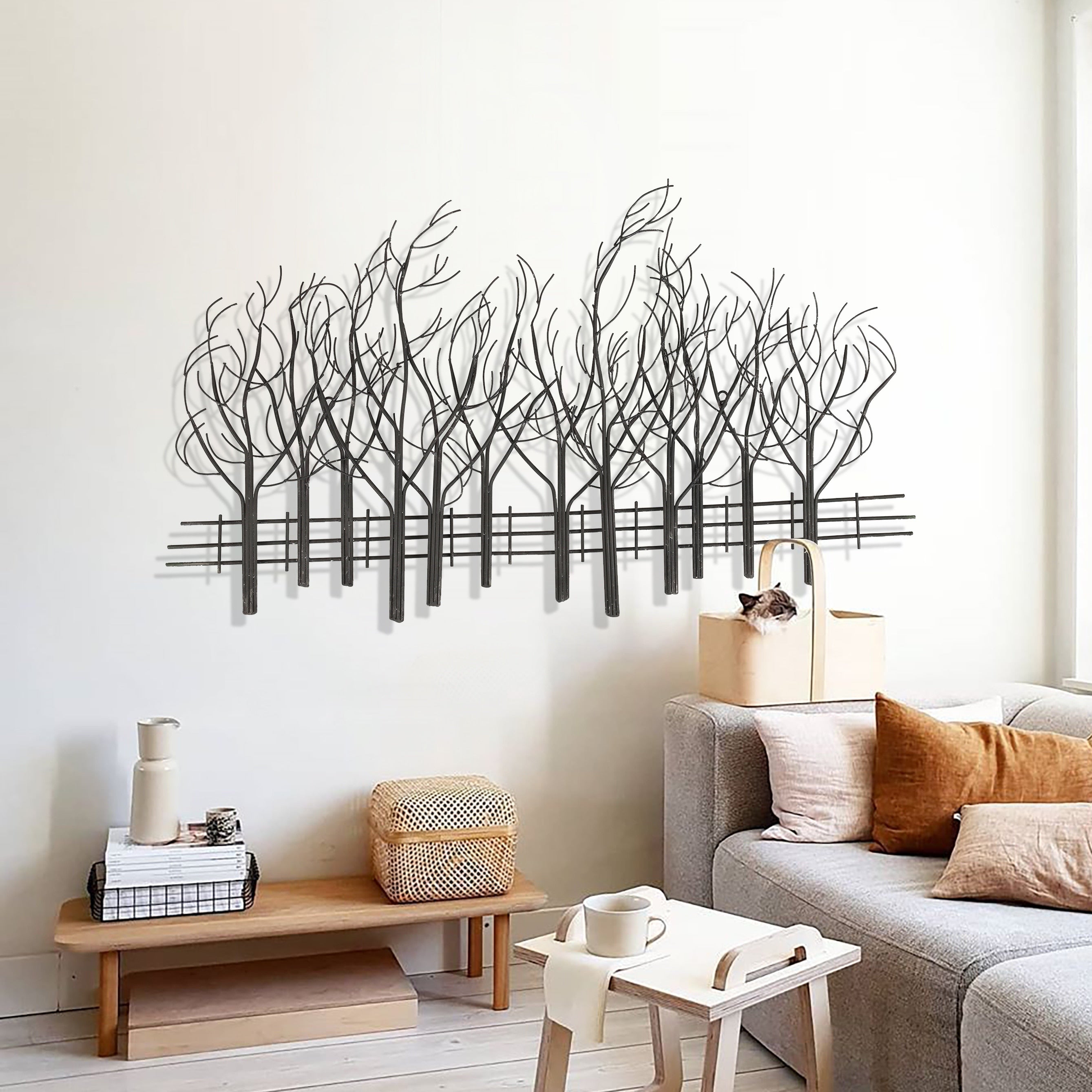 Black Metal Field of Trees Wall Decor