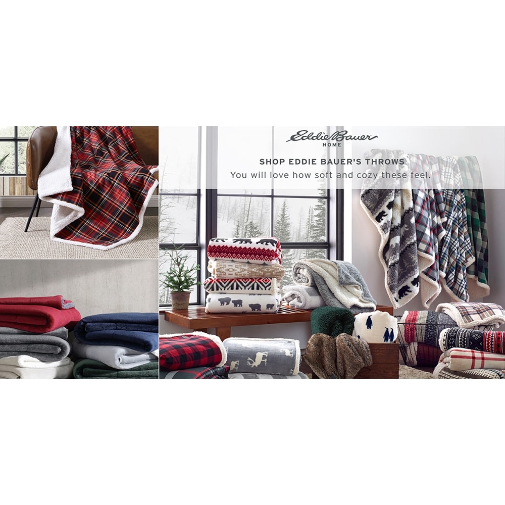 Eddie Bauer Ultra Plush Super Soft & Cozy- Reversible Throw Blankets