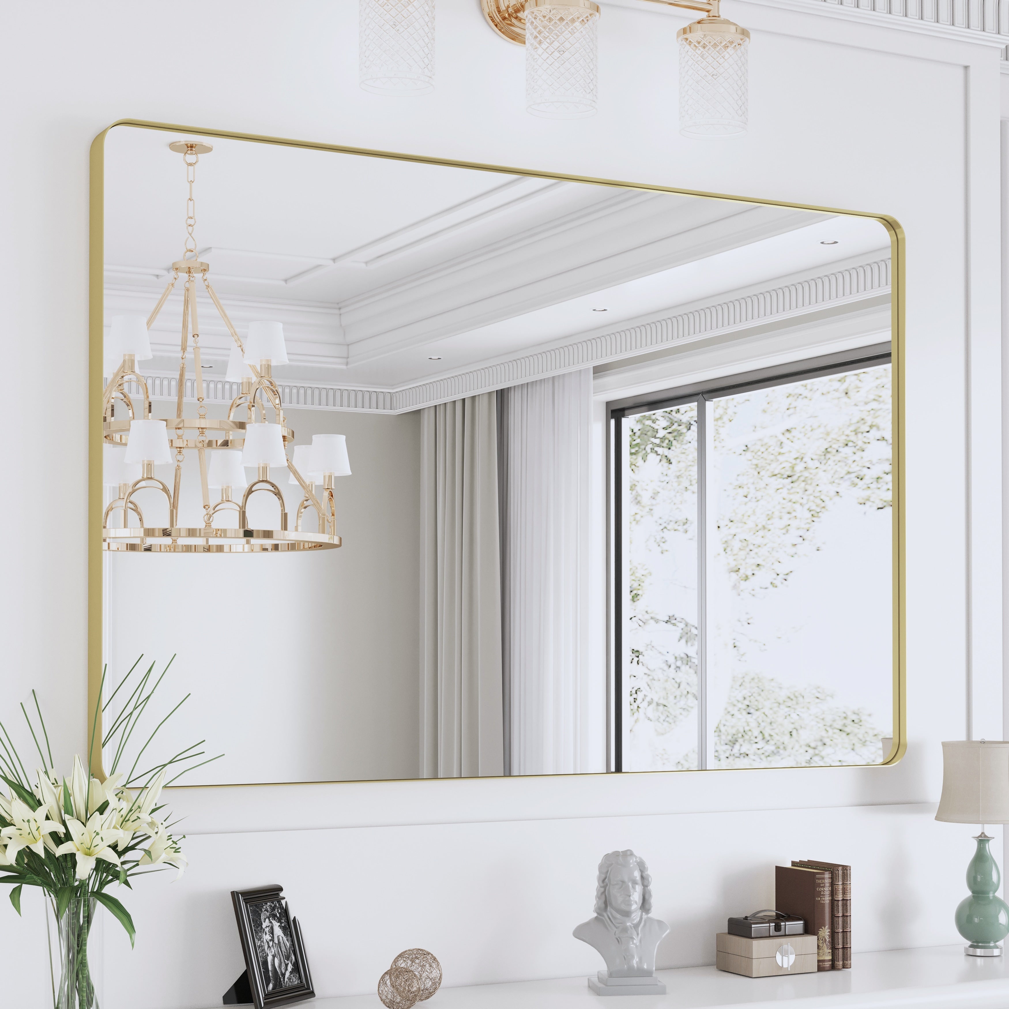 Framed Wall Mounted Bathroom Vanity Mirror