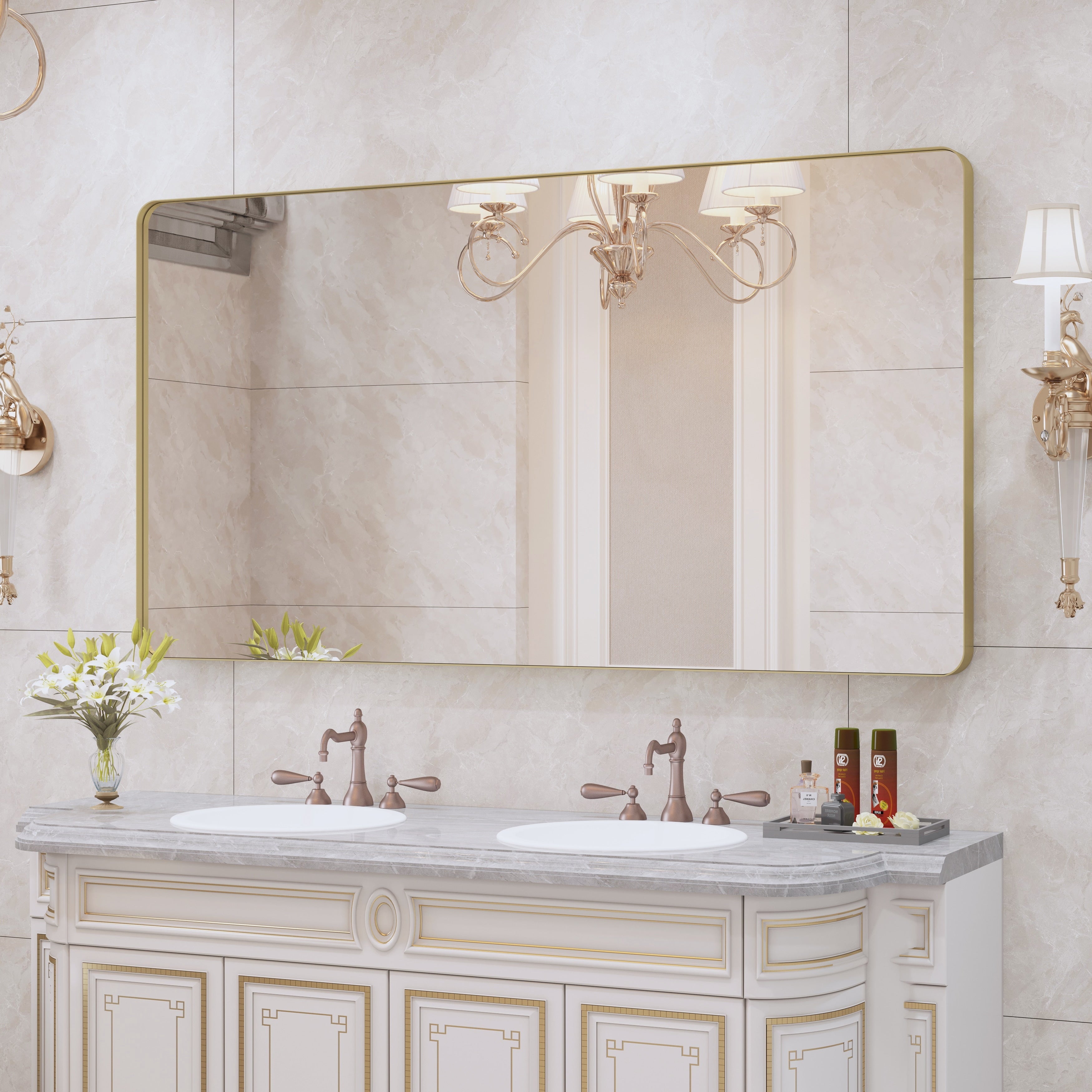 Framed Wall Mounted Bathroom Vanity Mirror