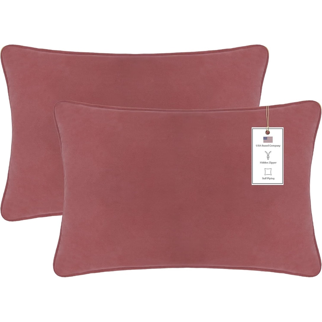 A1HC Set of 2 Luxurious Fine Soft Velvet Throw Pillow Covers Only, For Sofas, Beds, Vibrant Colors and Hidden Zipper