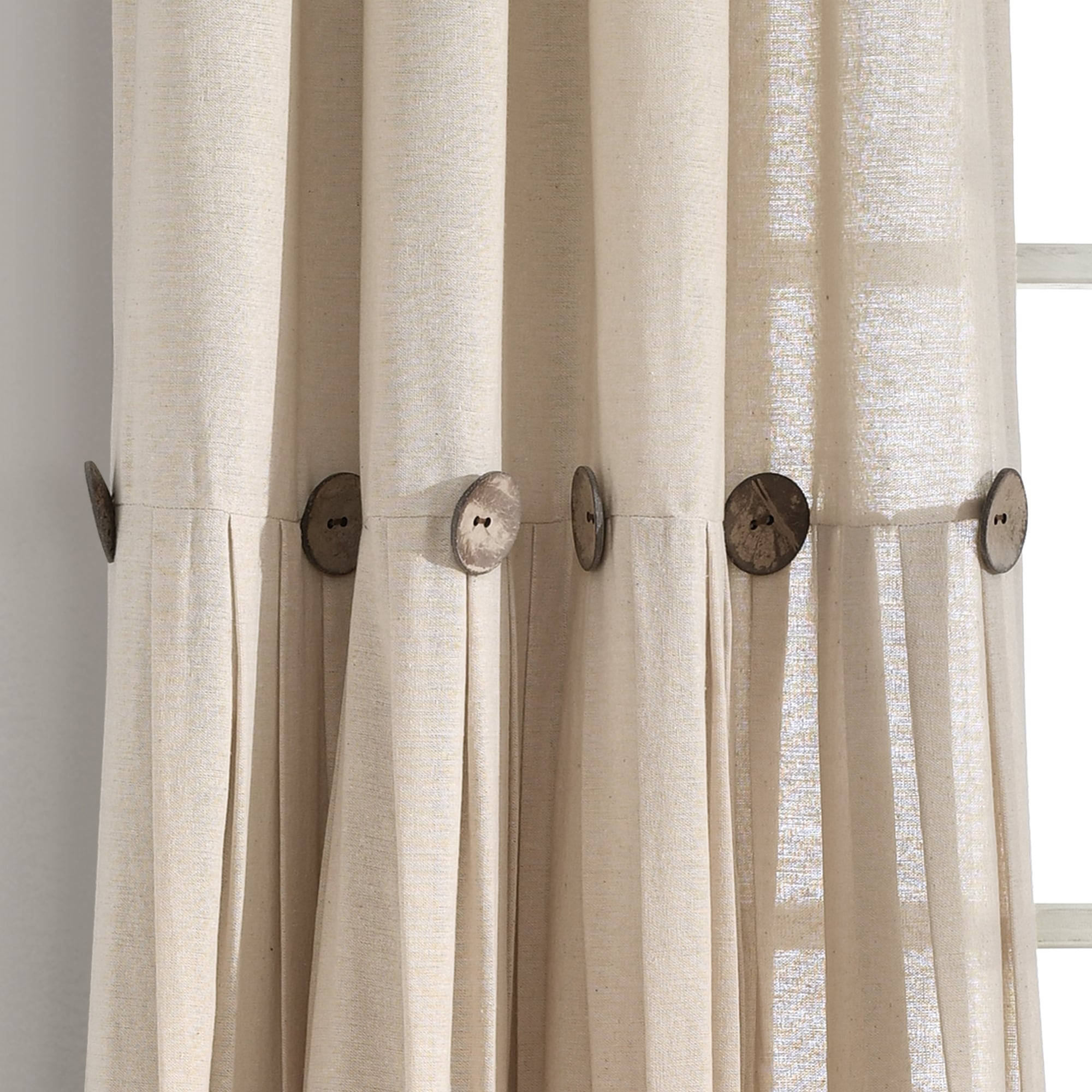 Lush Decor Linen Button Single Panel Window Curtain