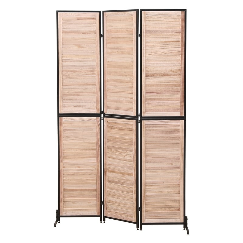 3 Panel Room Dividers and Folding Privacy Screen Natural Wooden Room Partitions