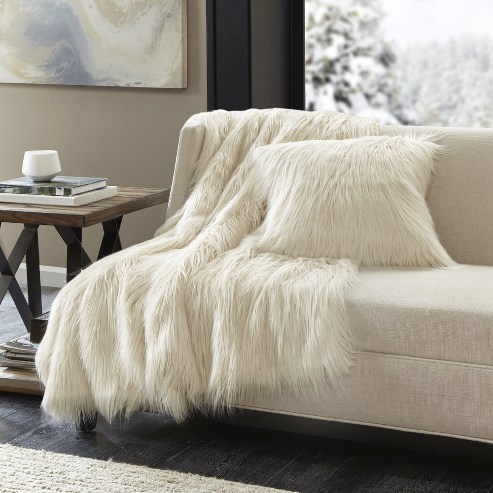 Madison Park Adelaide Luxury Faux Fur Year Round Premium Throw