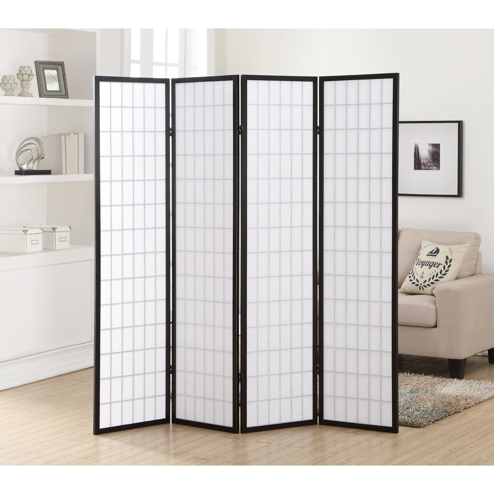 Roundhill Furniture Hoceima Oriental Shoji 4-panel Room Divider