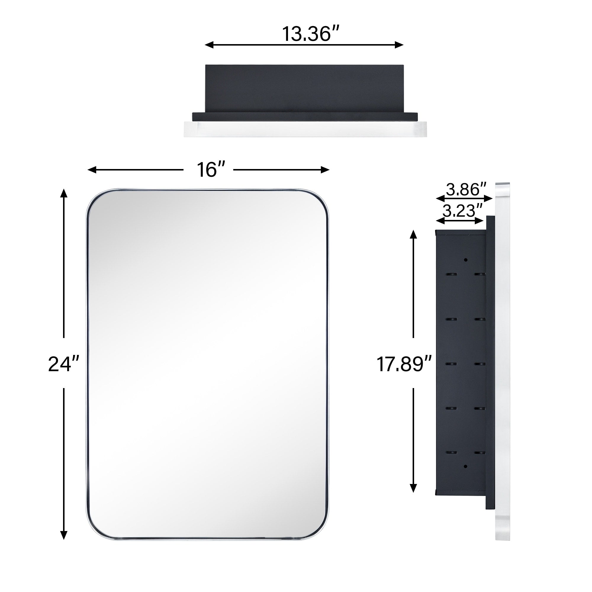 TEHOME WH Recessed Framed Medicine Cabinet with Mirror and Adjustable Shelves