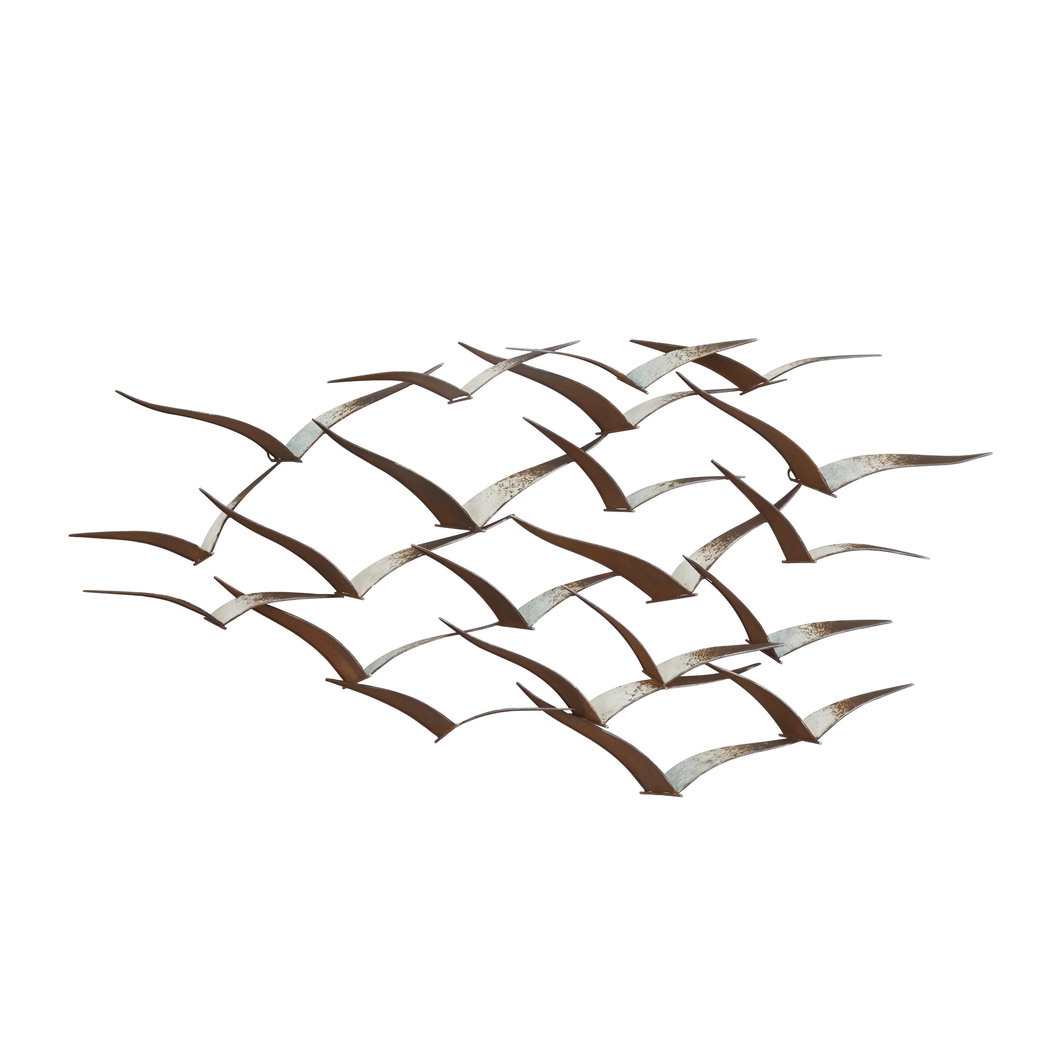 Benzara Metal Flock of Flying Birds Wall Decor, Black