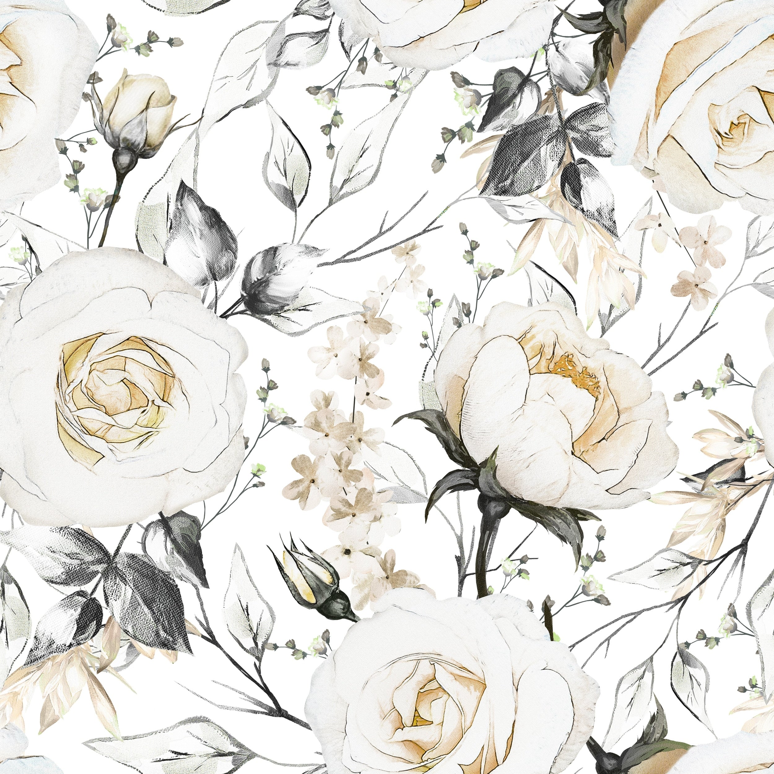 Oil Painted Roses Peel and Stick Vinyl Wallpaper - 24'' inch x 10'ft