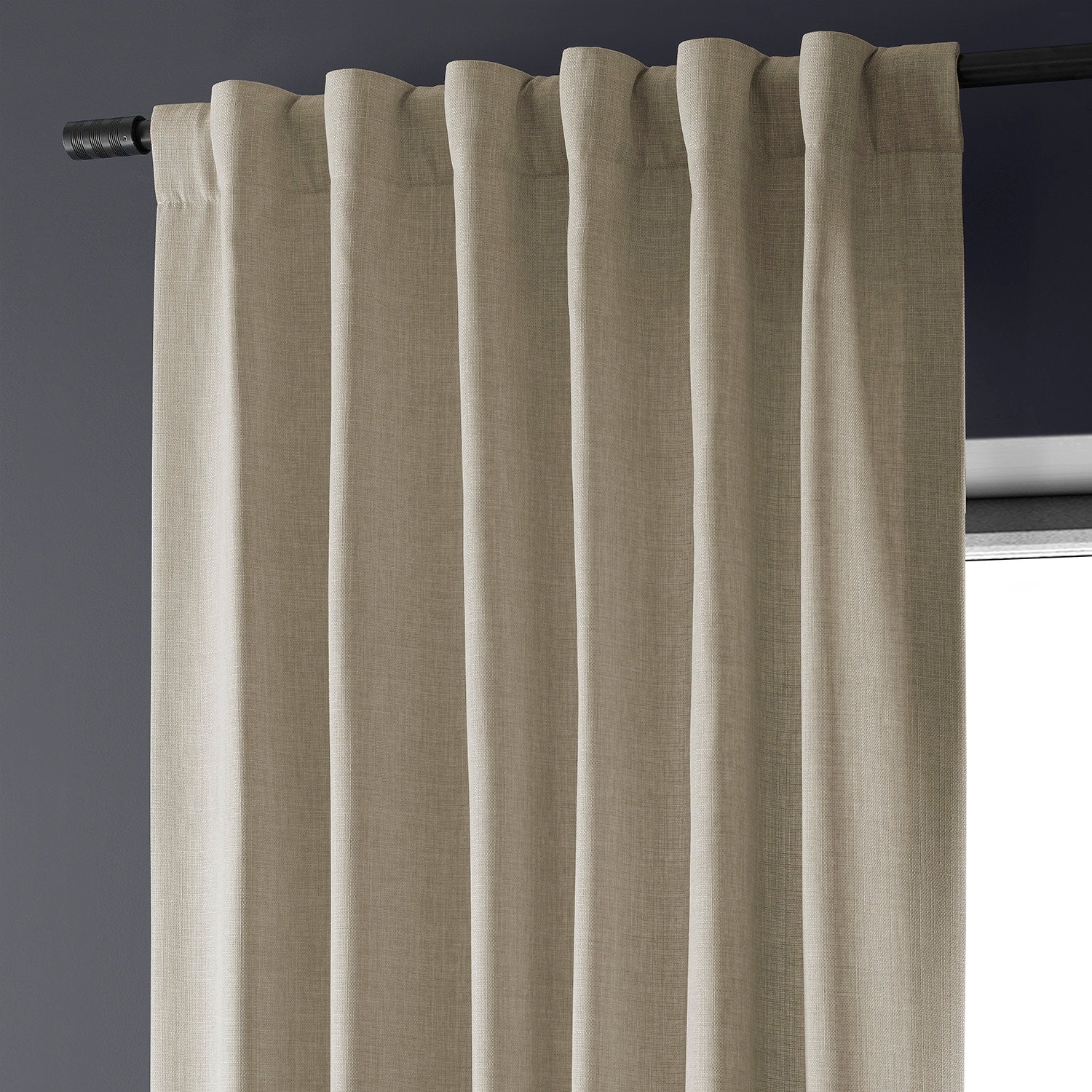 Exclusive Fabrics Italian Faux Linen Room Darkening Curtains for Bedroom & Living Room Curtains - Single Panel Window Curtains