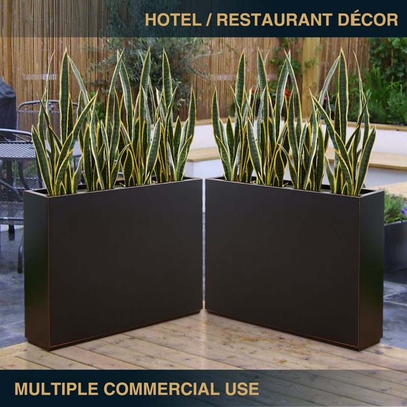 Metallic Heavy Planter for Outdoor Plants, 38Lx10Wx30H Inches Tall and Long Metal Divider Planter Box - 38x30x10