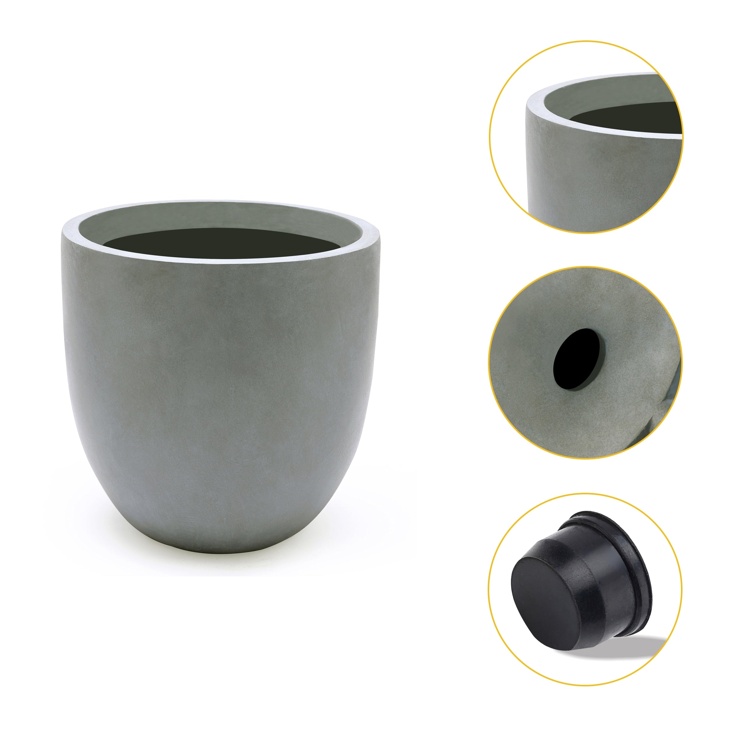 Tapered Round MgO Planter, Indoor and Outdoor